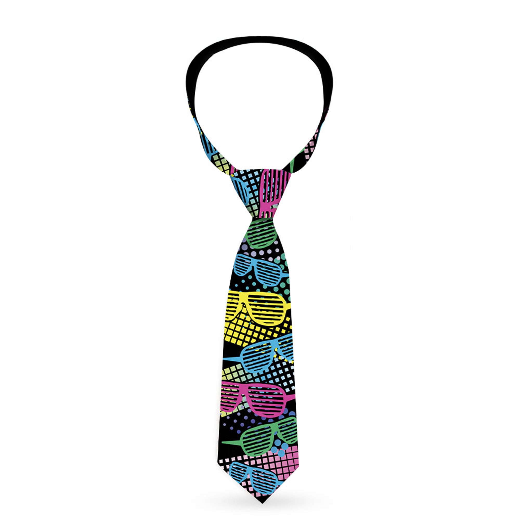 Buckle-Down Necktie - Eighties Shades Black/Neon Neckties Buckle-Down