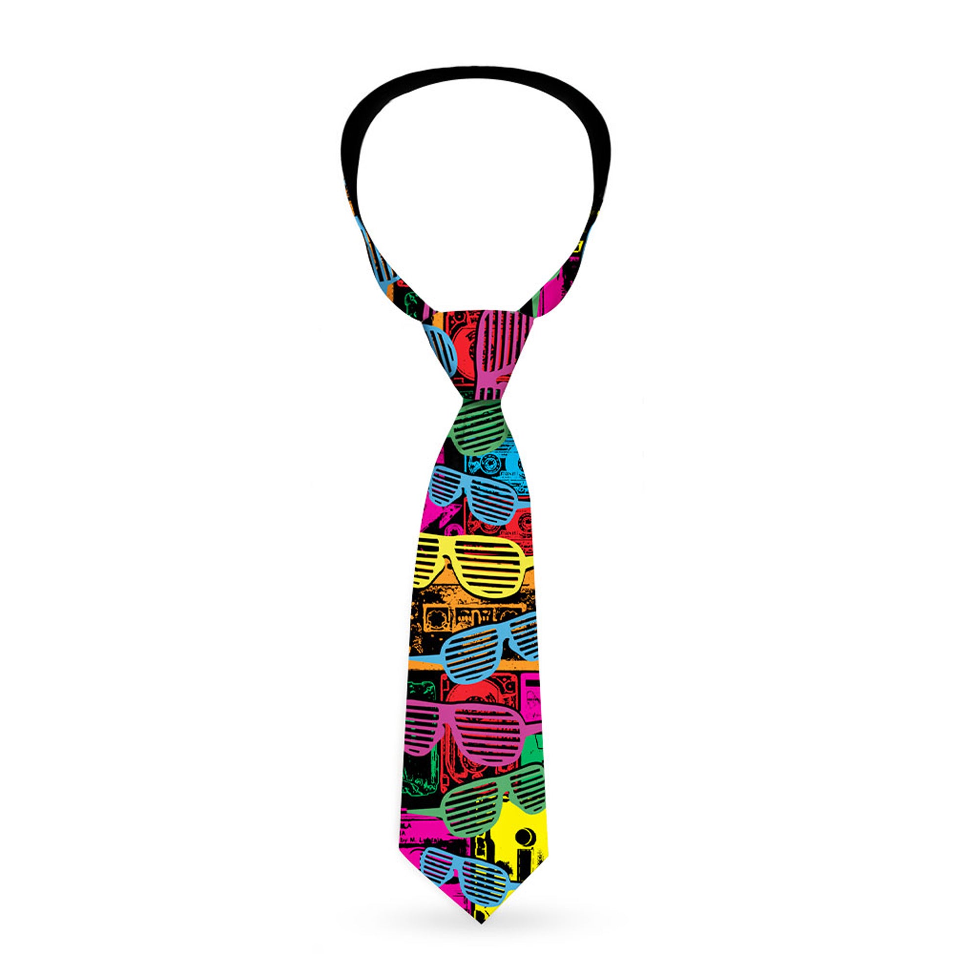Buckle-Down Necktie - Eighties Shades Tapes Black/Neon Neckties Buckle-Down