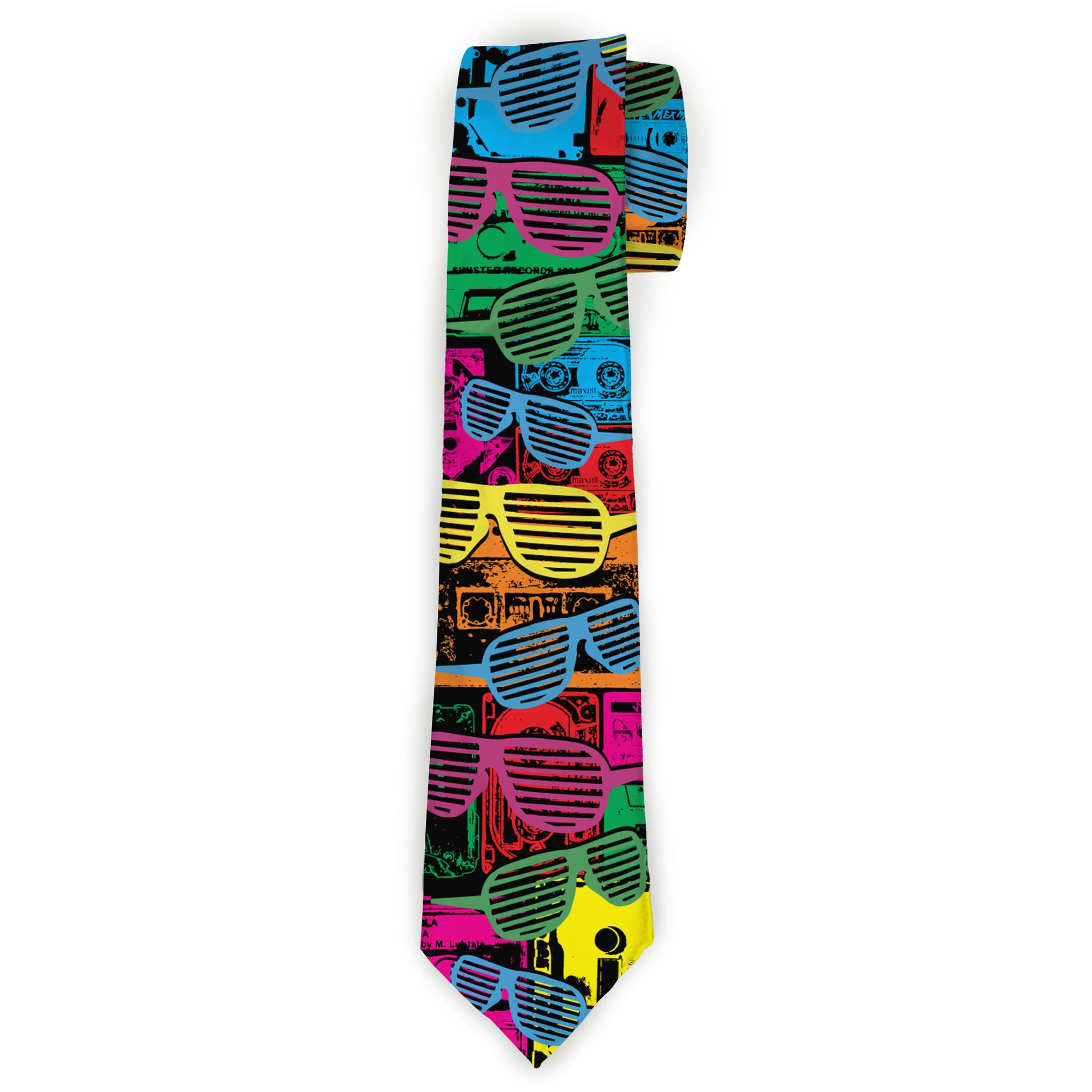 Buckle-Down Necktie - Eighties Shades Tapes Black/Neon Neckties Buckle-Down