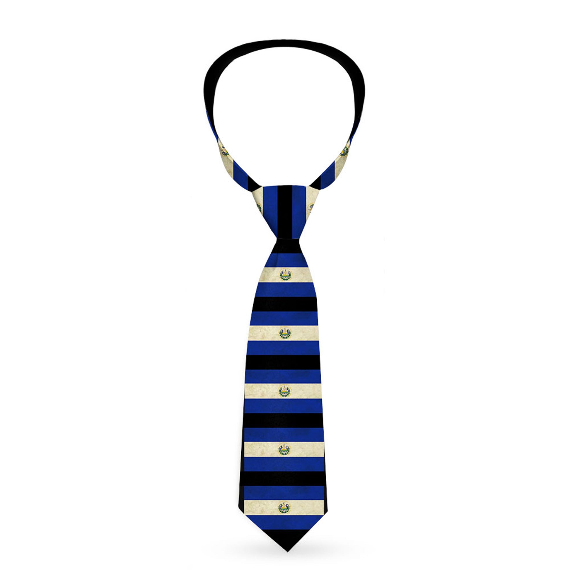 Buckle-Down Necktie - El Salvador Flag/Black Neckties Buckle-Down