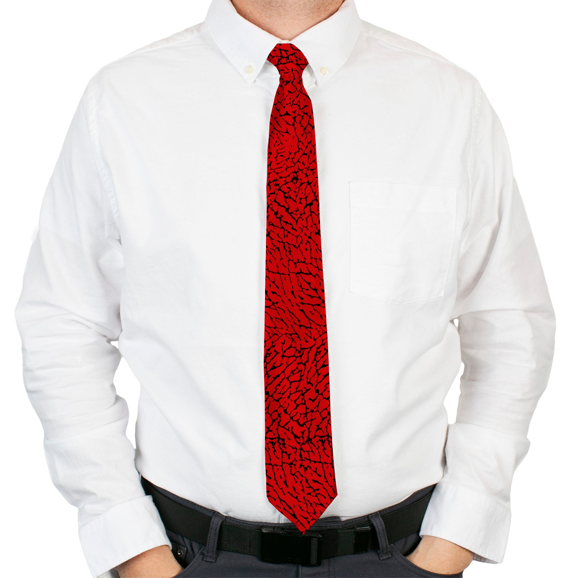 Buckle-Down Necktie - Elephant Crackle Red Neckties Buckle-Down