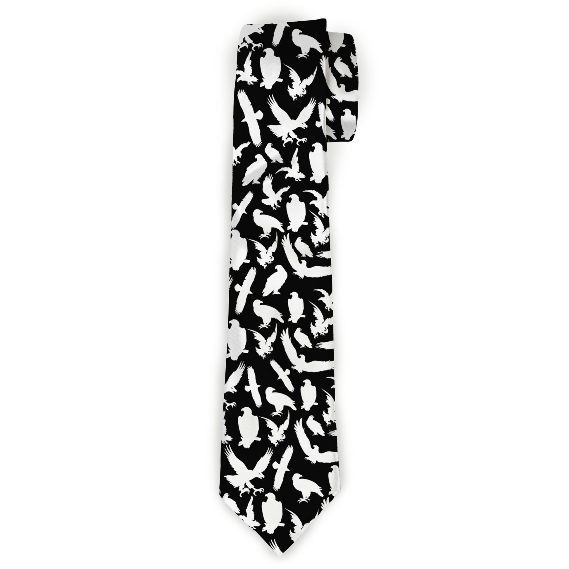 Buckle-Down Necktie - Eagle Silhouettes Scattered Black/White Neckties Buckle-Down