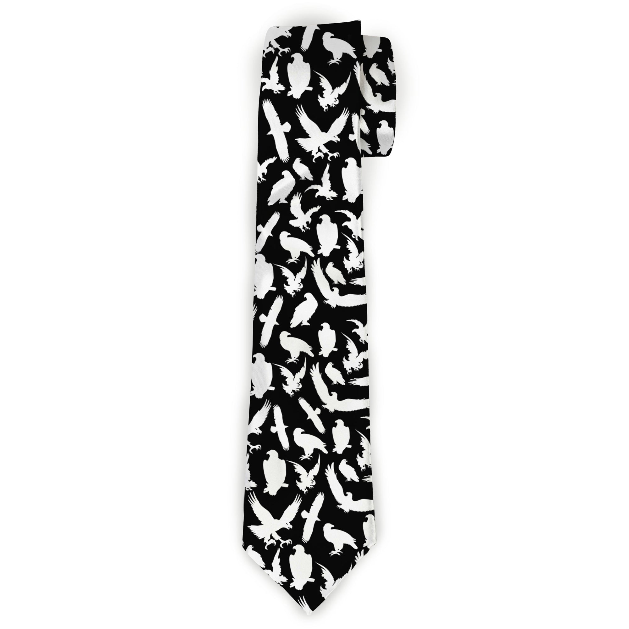 Buckle-Down Necktie - Eagle Silhouettes Scattered Black/White Neckties Buckle-Down