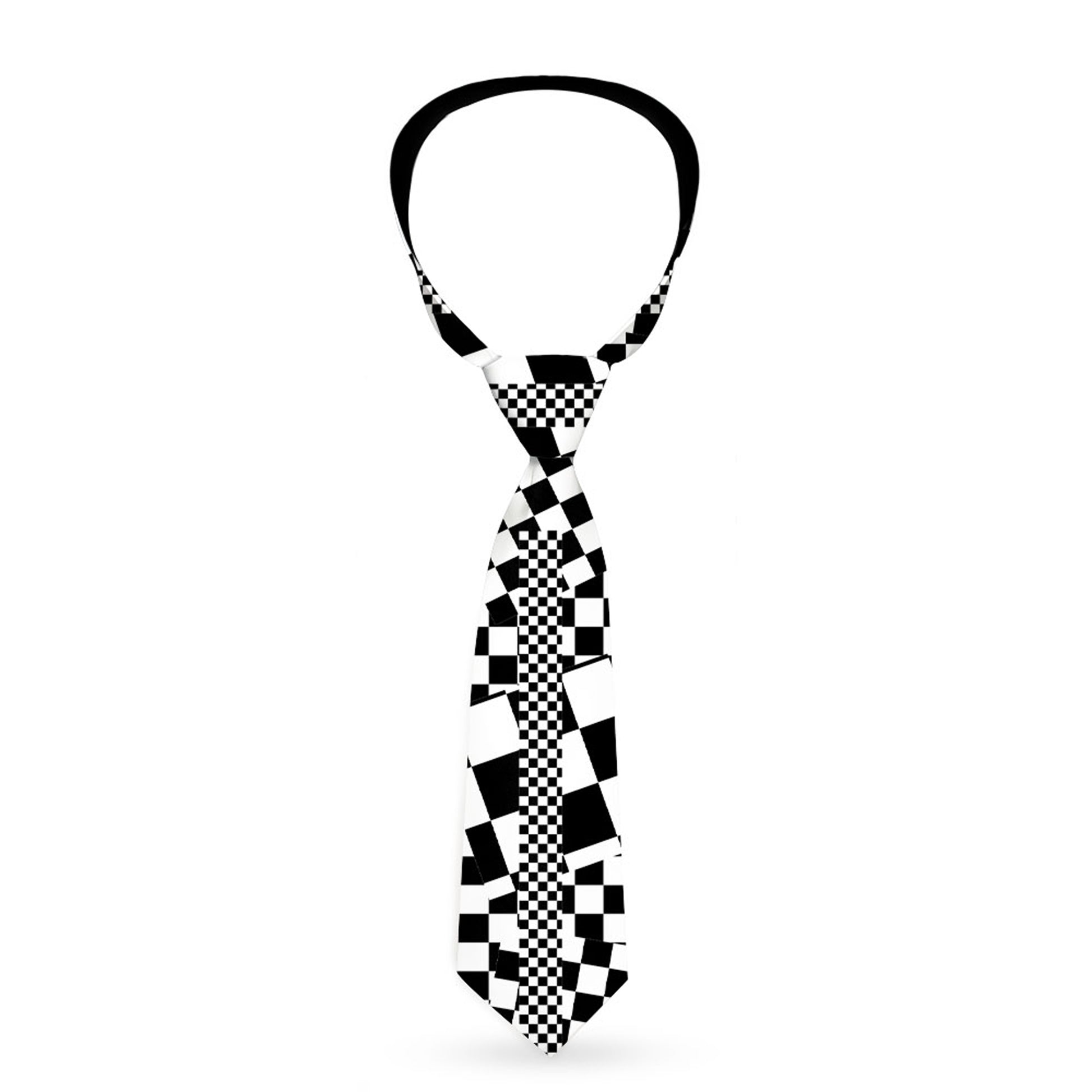 Buckle-Down Necktie - Funky Checkers Black/White Neckties Buckle-Down