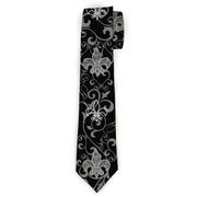 Buckle-Down Necktie - Fleur-de-Lis w/Filigree Black/Gray Neckties Buckle-Down