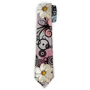 Buckle-Down Necktie - Flowers w/Filigree Pink Neckties Buckle-Down
