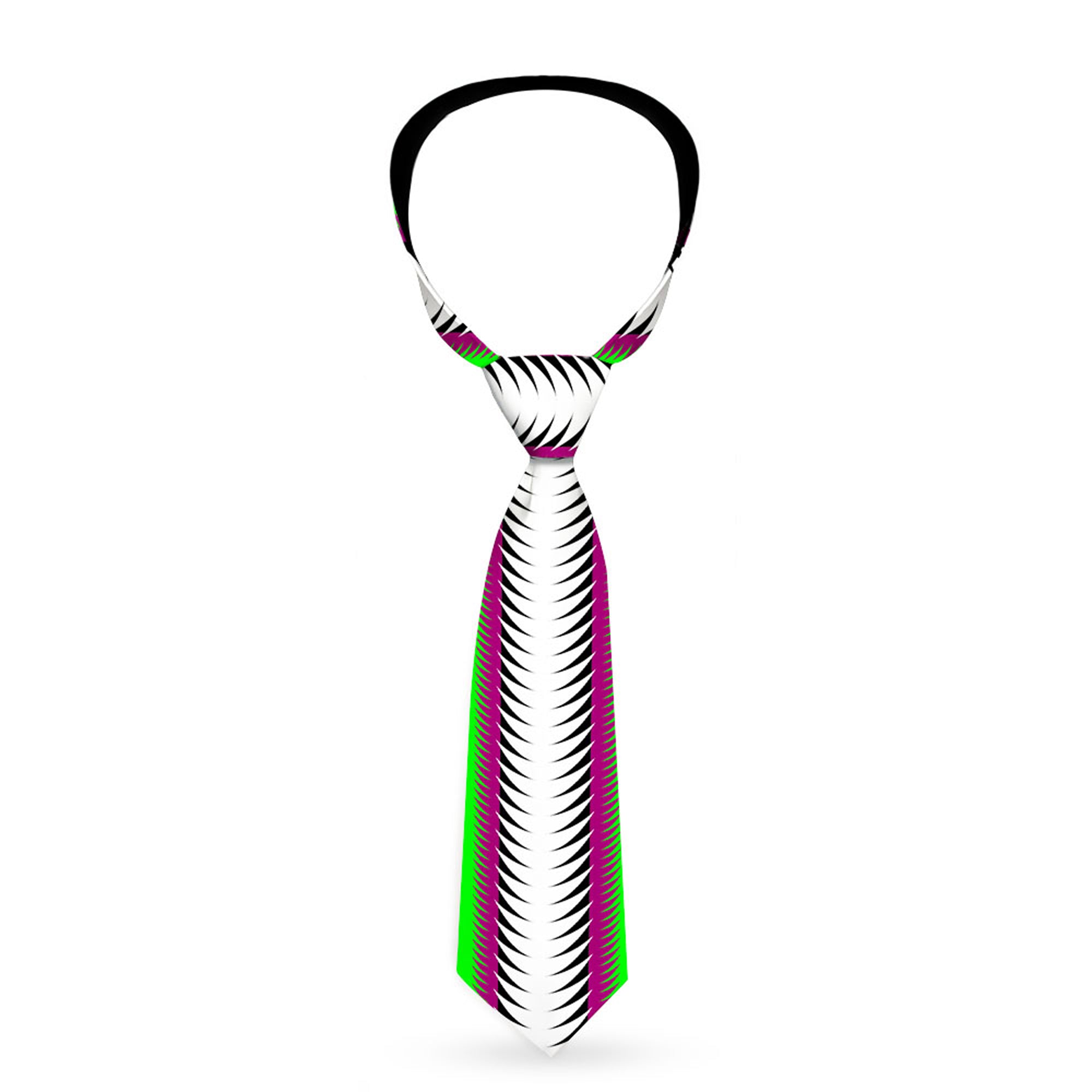 Buckle-Down Necktie - Fish Tail Fuchsia/Black/White Neckties Buckle-Down