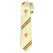 Buckle-Down Necktie - Fleur-de-Lis2 Stripes Tan/Orange/Brown/Green Neckties Buckle-Down
