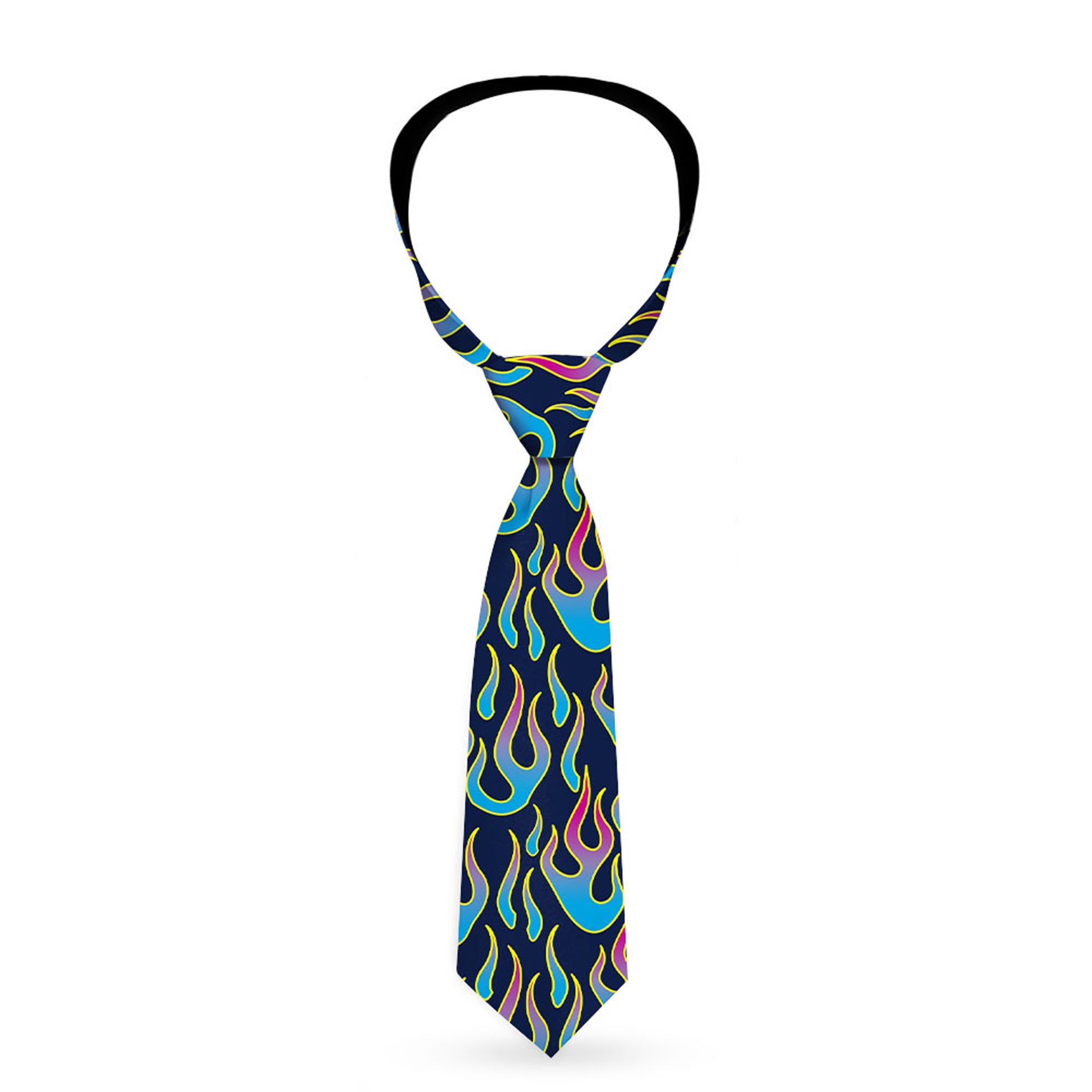Buckle-Down Necktie - Flames Black/Blue/Pink Neckties Buckle-Down