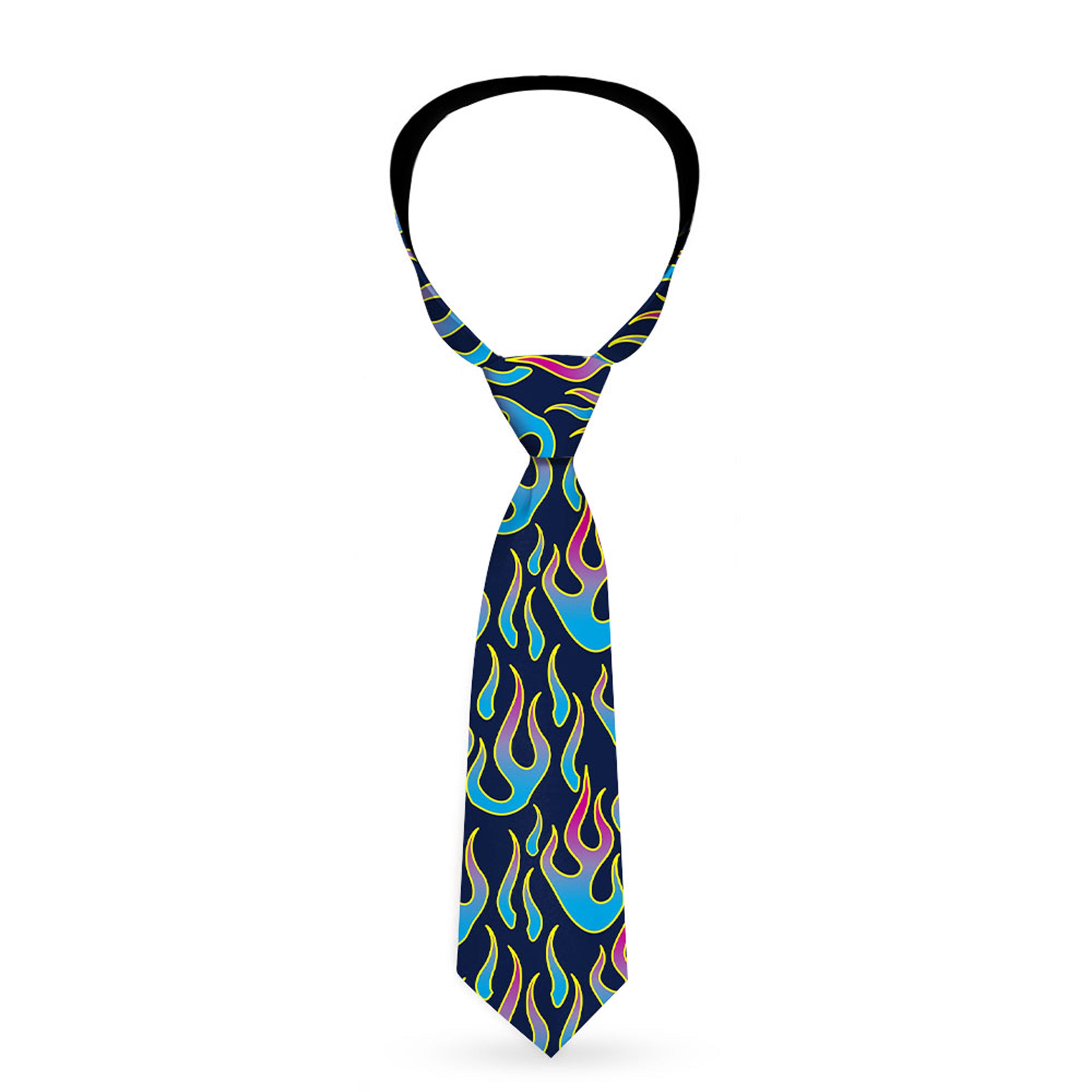 Buckle-Down Necktie - Flames Black/Blue/Pink Neckties Buckle-Down