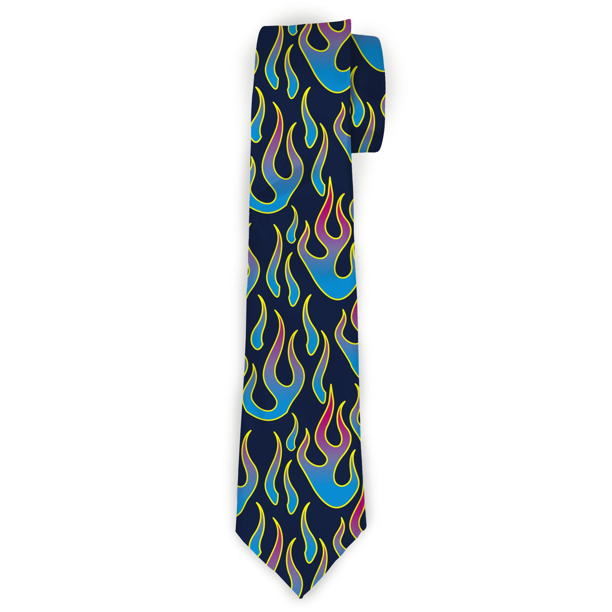 Buckle-Down Necktie - Flames Black/Blue/Pink Neckties Buckle-Down