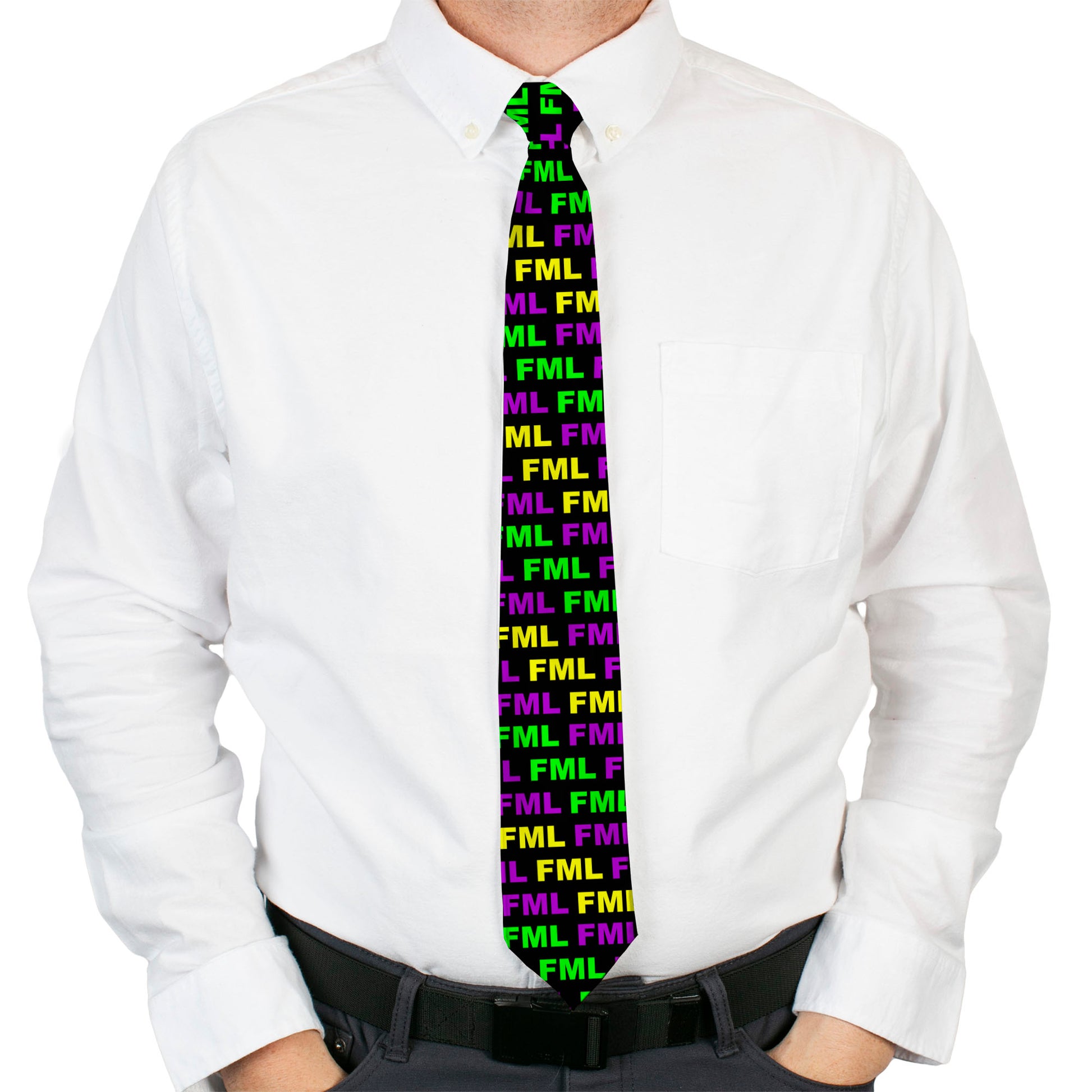 Buckle-Down Necktie - FML Black/Yellow/Green/Purple Neckties Buckle-Down