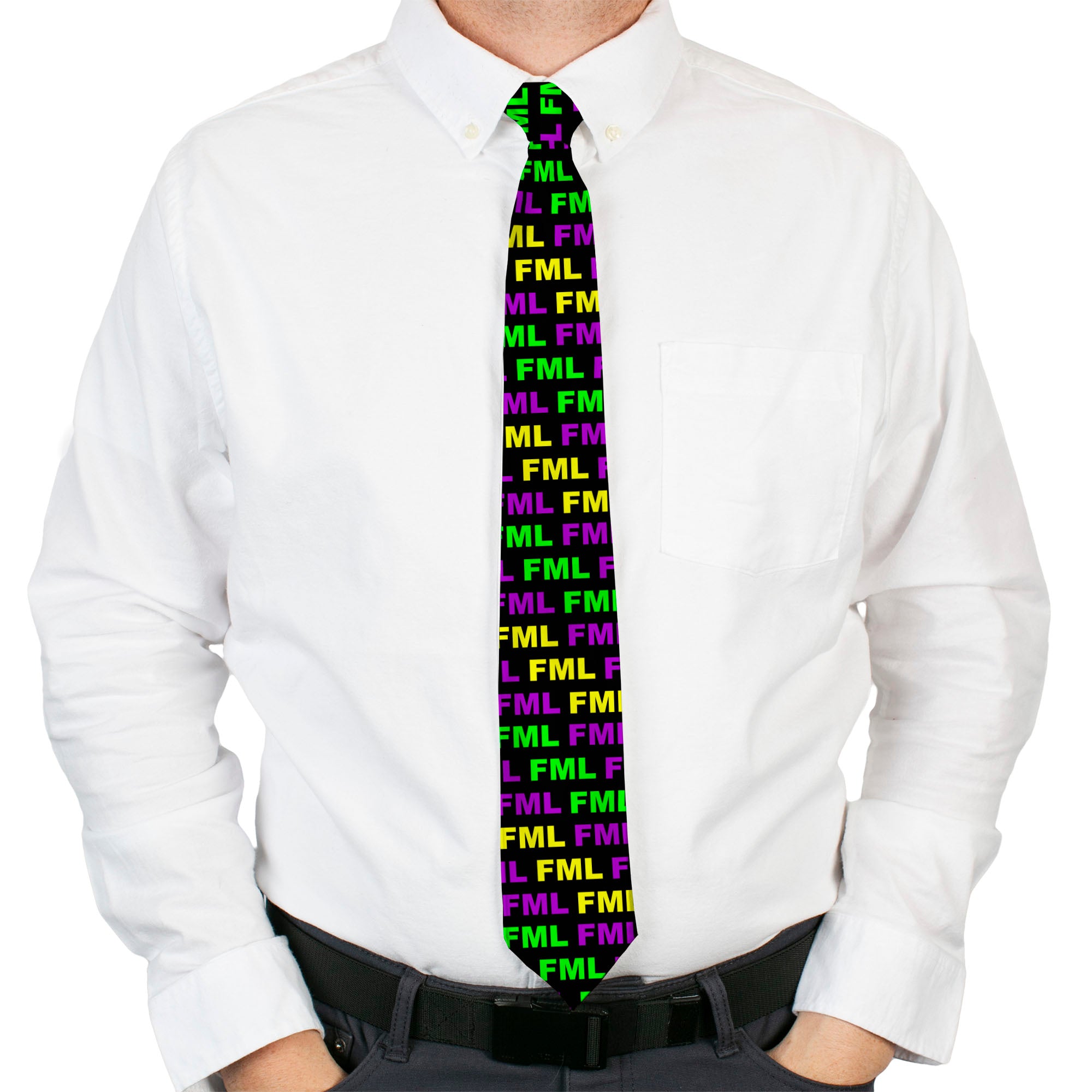 Buckle-Down Necktie - FML Black/Yellow/Green/Purple Neckties Buckle-Down