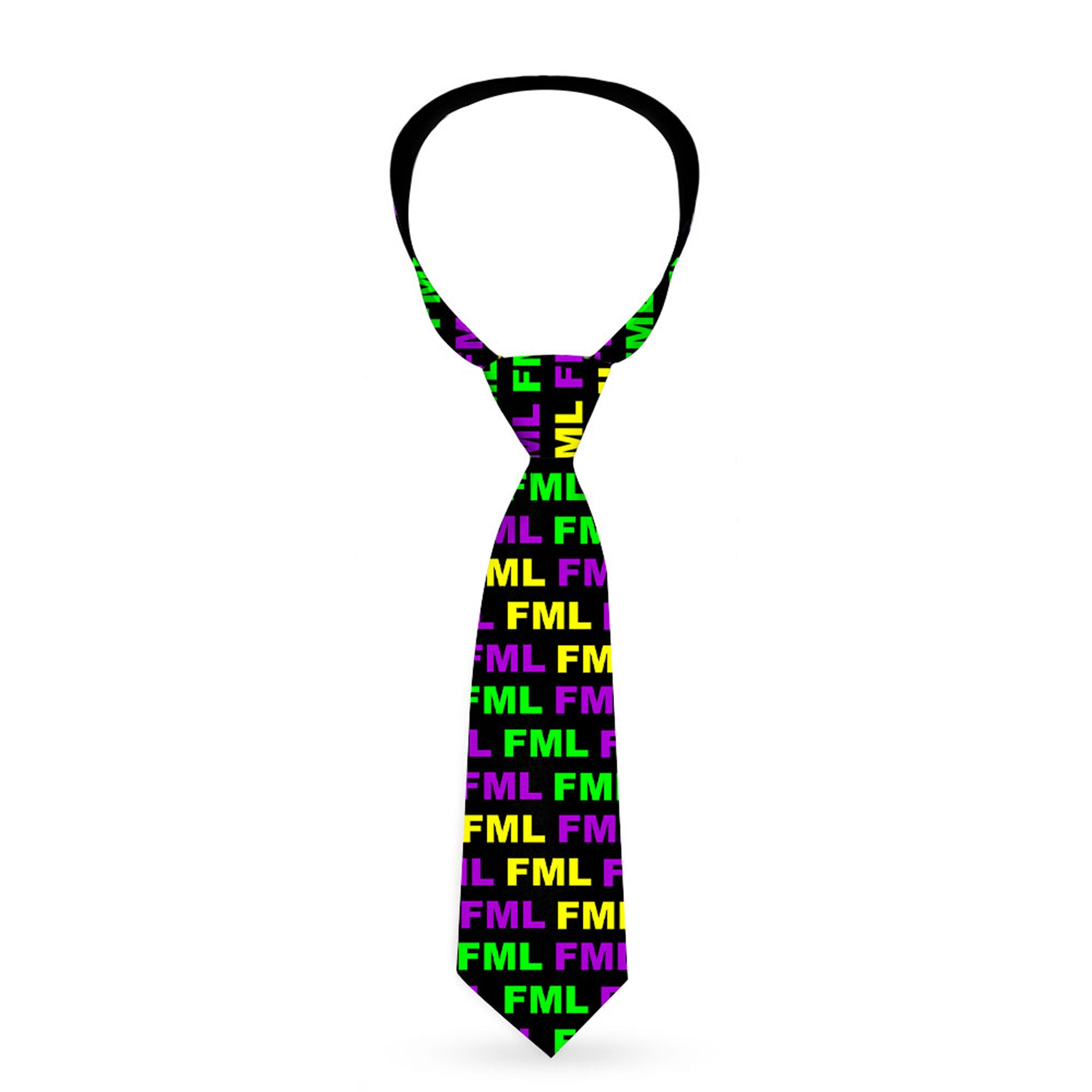 Buckle-Down Necktie - FML Black/Yellow/Green/Purple Neckties Buckle-Down