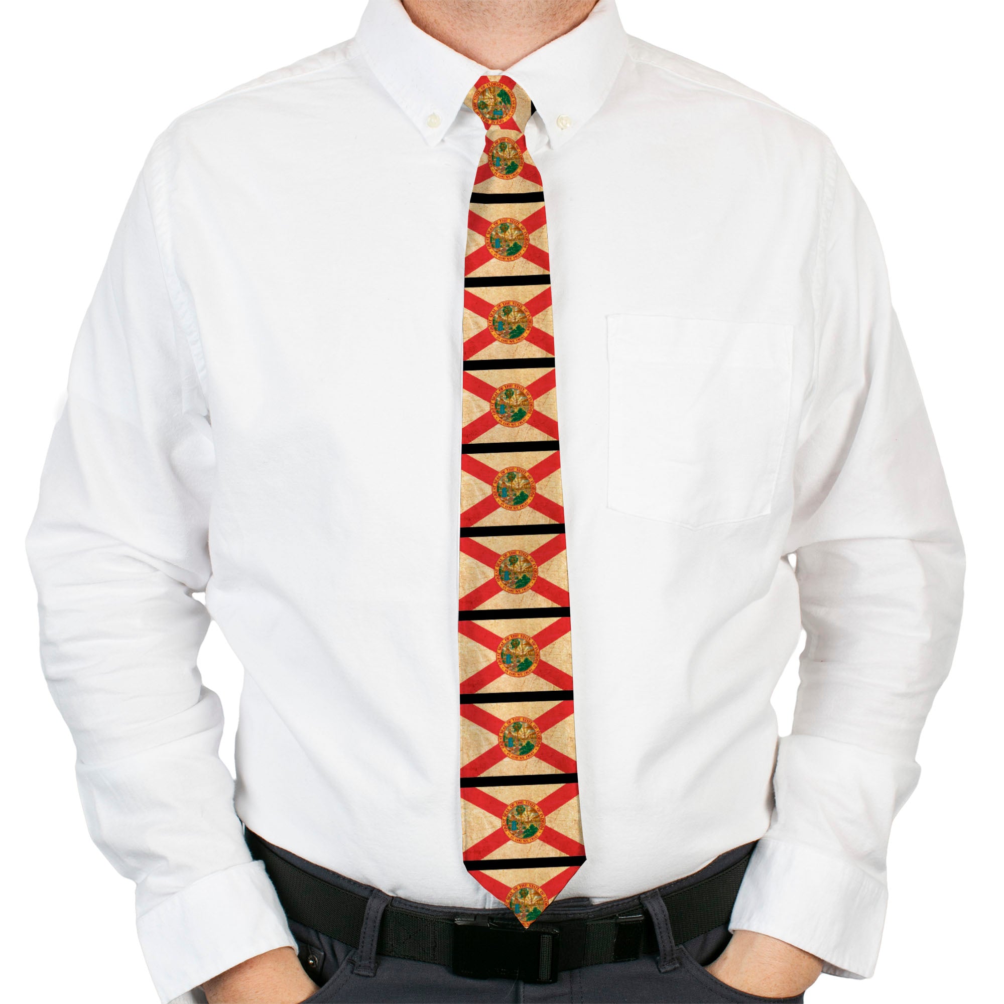 Buckle-Down Necktie - Florida Flags/Black Neckties Buckle-Down