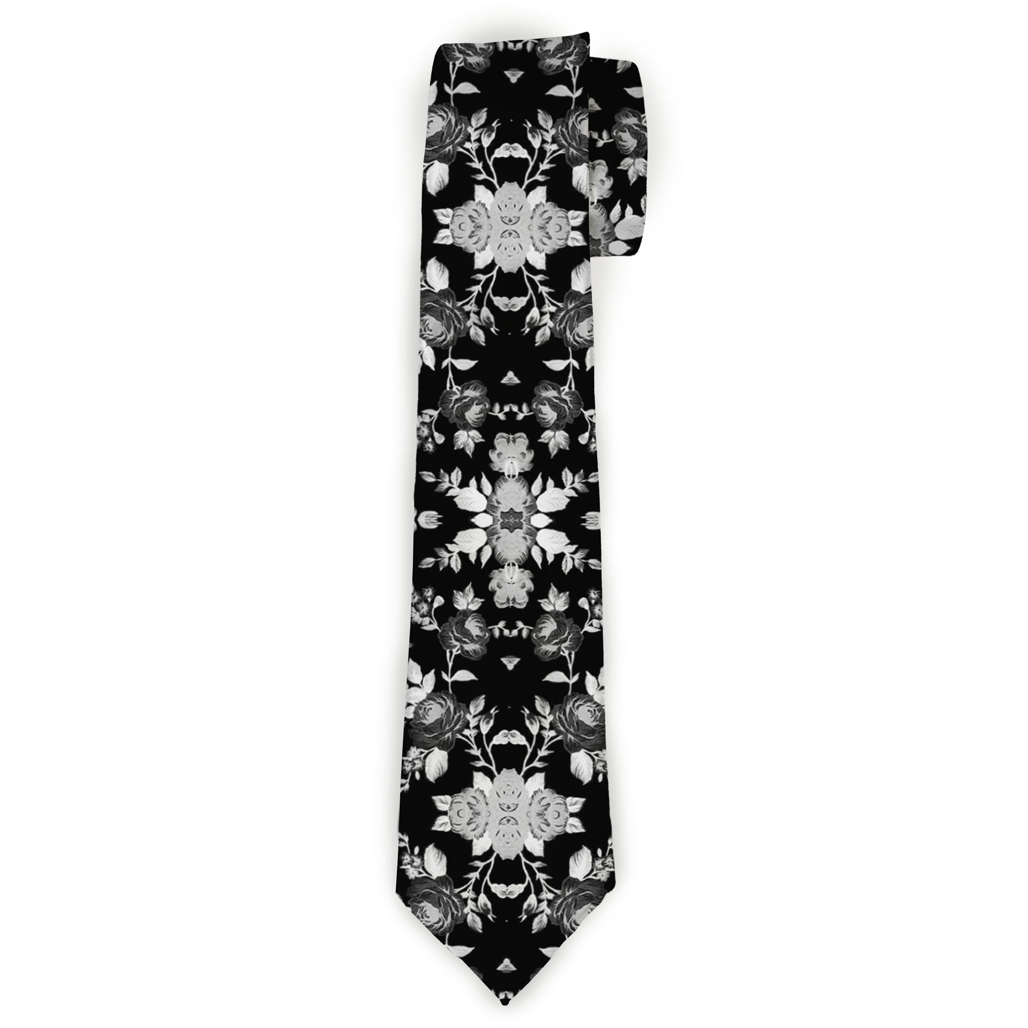 Buckle-Down Necktie - Floral Collage Black/Gray/White Neckties Buckle-Down