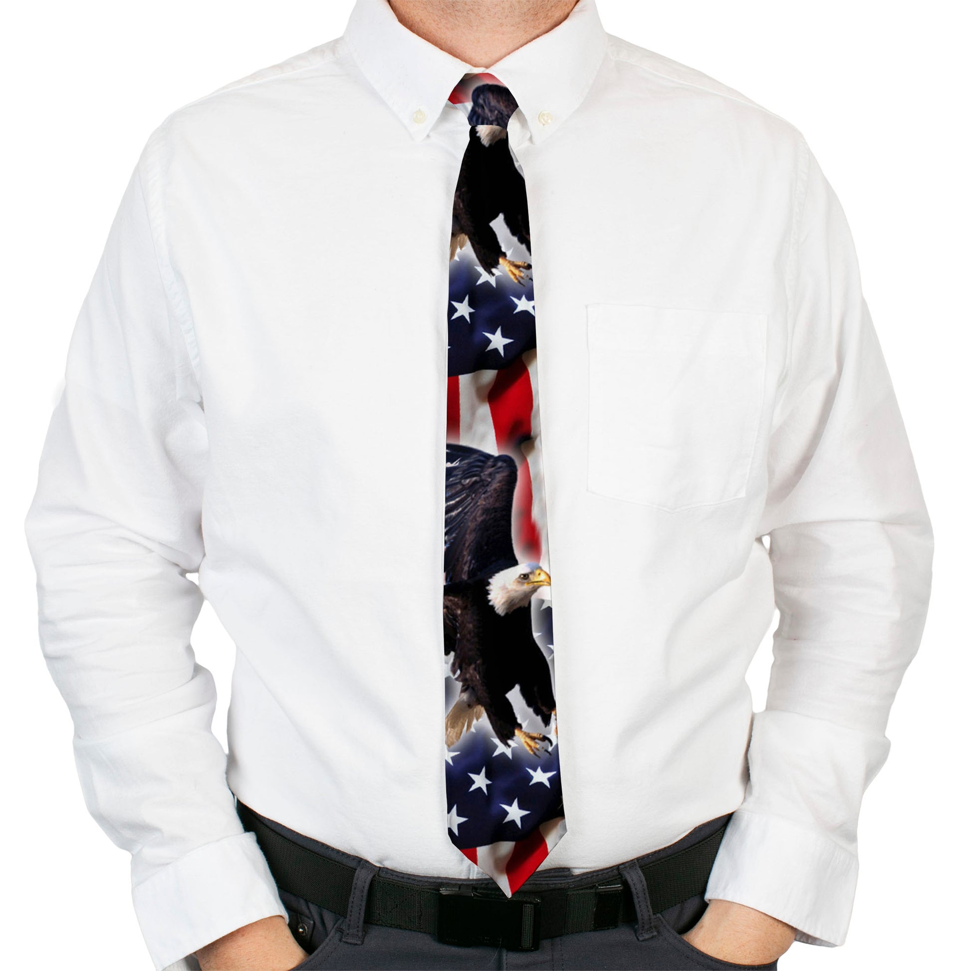 Necktie Standard - Flying Eagle/American Flag Neckties Buckle-Down