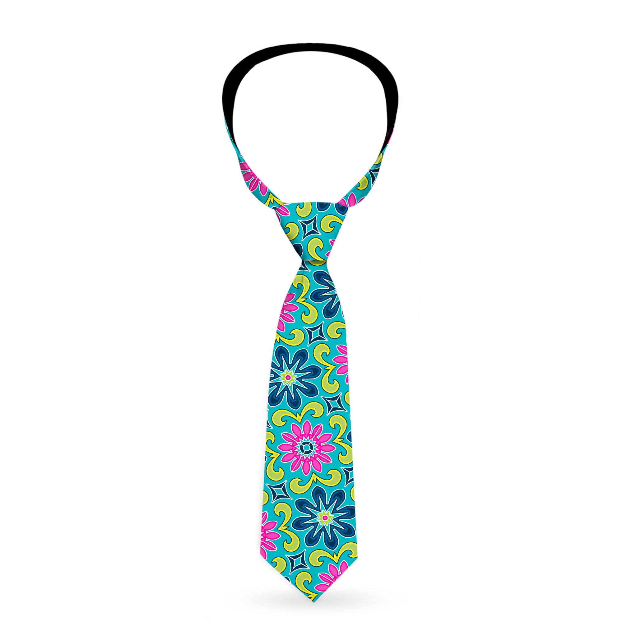 Buckle-Down Necktie - Floral Burst Turquoise/Blues/Pinks/Yellow/Green Neckties Buckle-Down