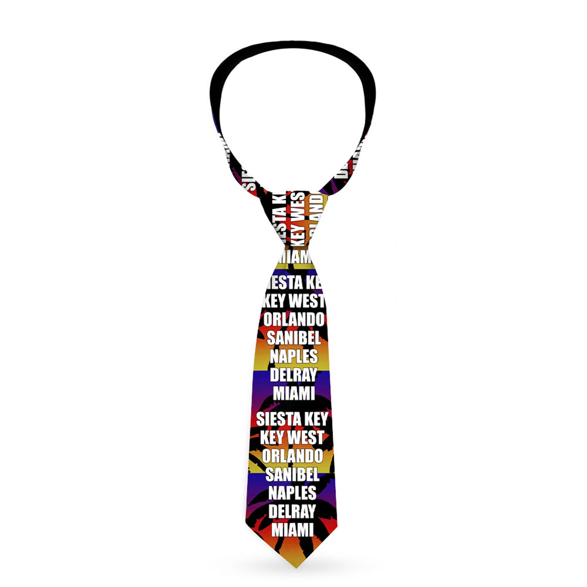 Buckle-Down Necktie - Florida Cities Palm Tree Sunset/White Neckties Buckle-Down