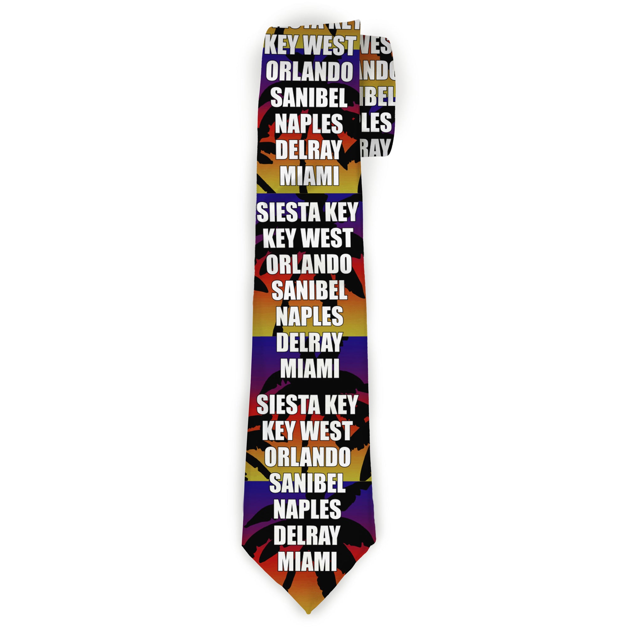 Buckle-Down Necktie - Florida Cities Palm Tree Sunset/White Neckties Buckle-Down