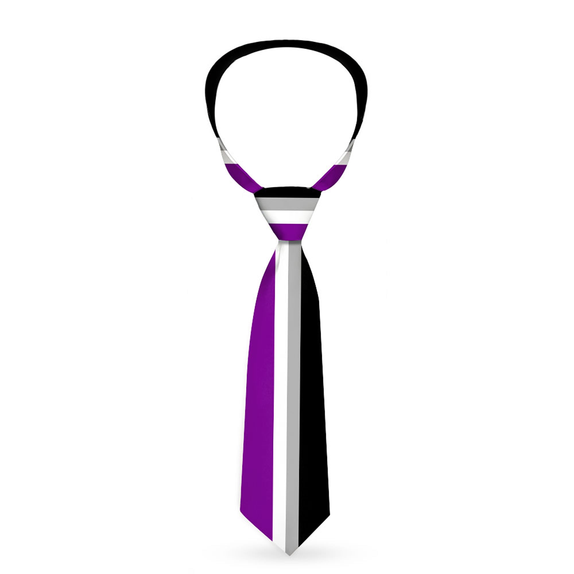 Buckle-Down Necktie - Flag Asexual Black/Gray/White/Purple Neckties Buckle-Down