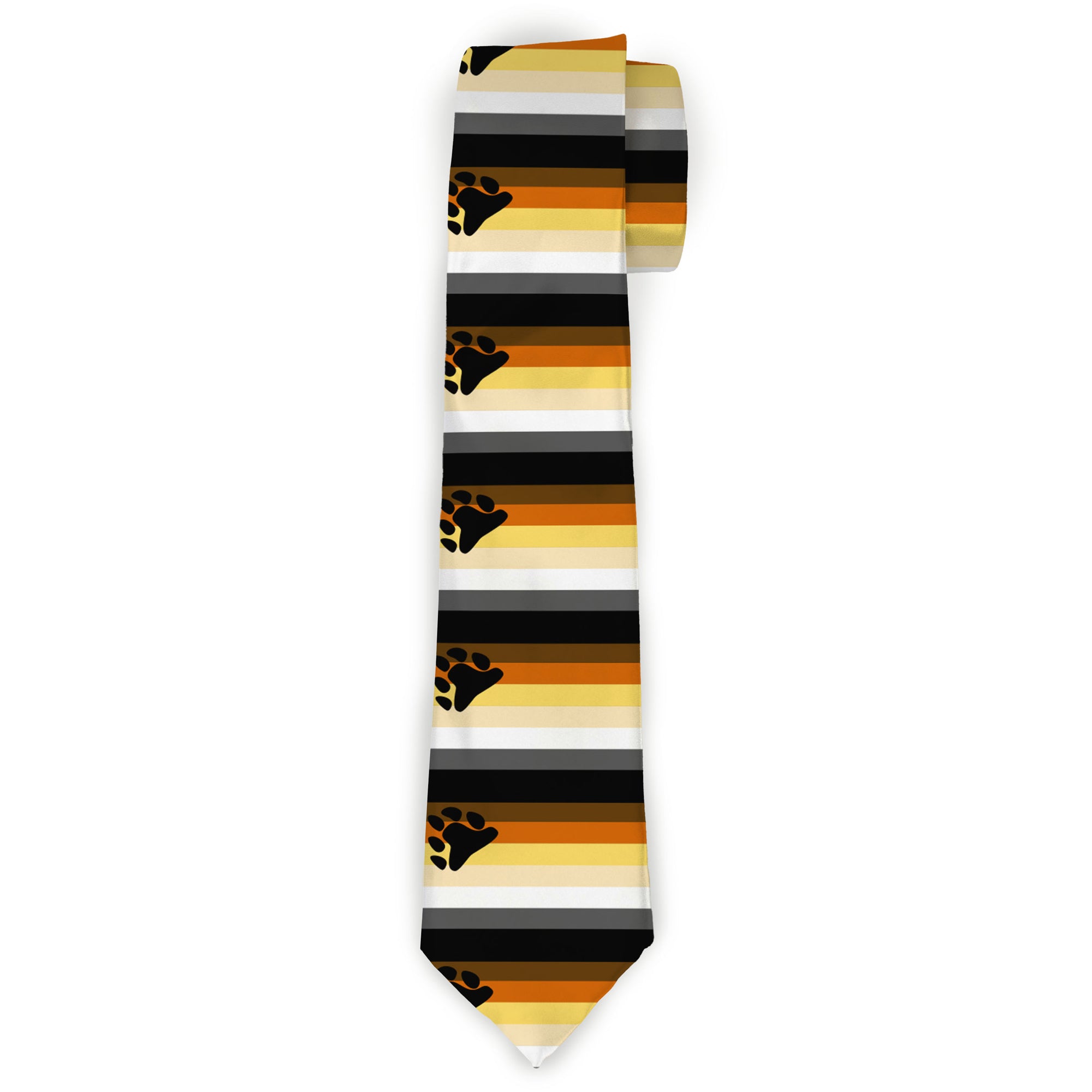 Buckle-Down Necktie - Flag Bear Pride Brown/Orange/Yellow/Tan/White/Gray/Black Neckties Buckle-Down