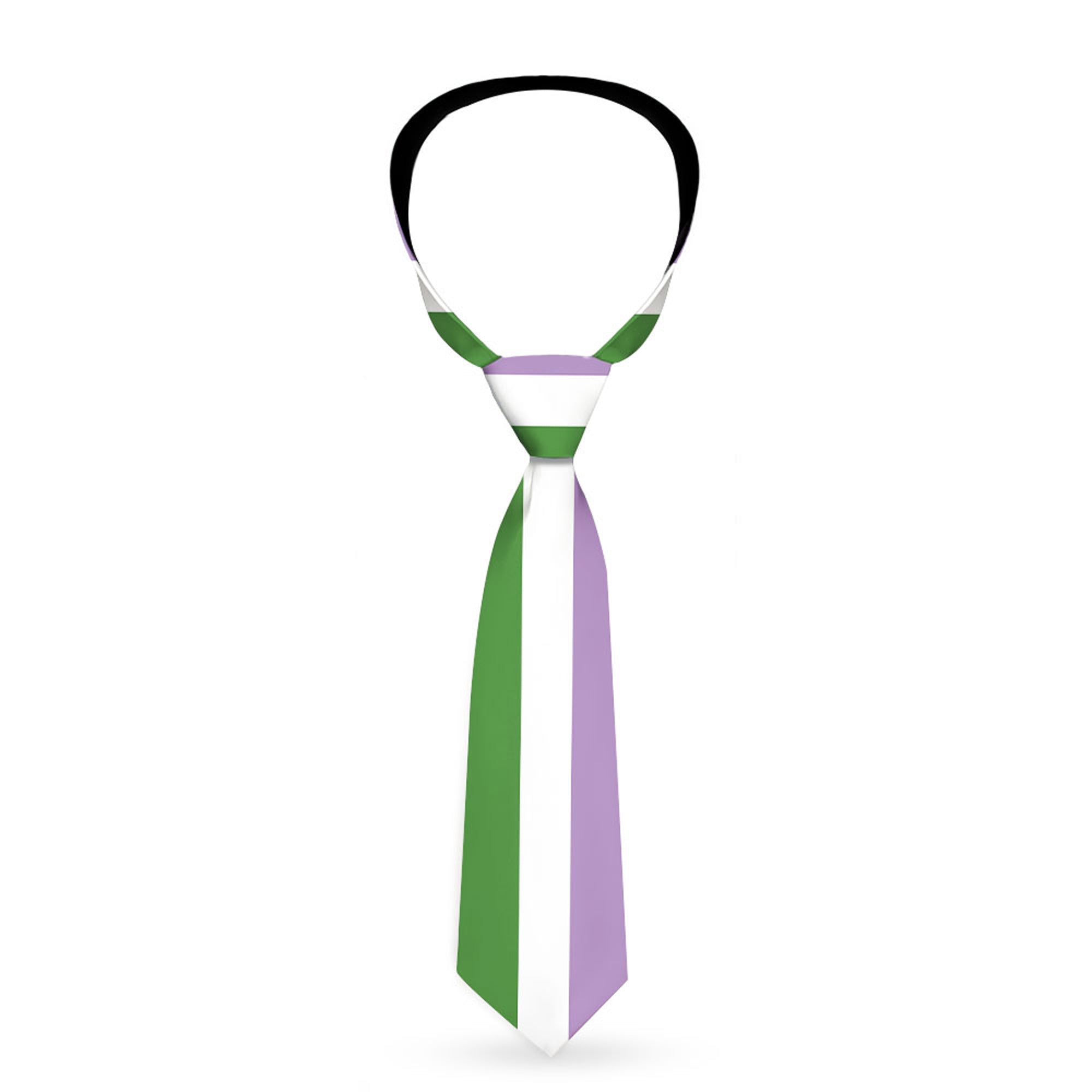 Buckle-Down Necktie - Flag Genderqueer Lavender/White/Green Neckties Buckle-Down
