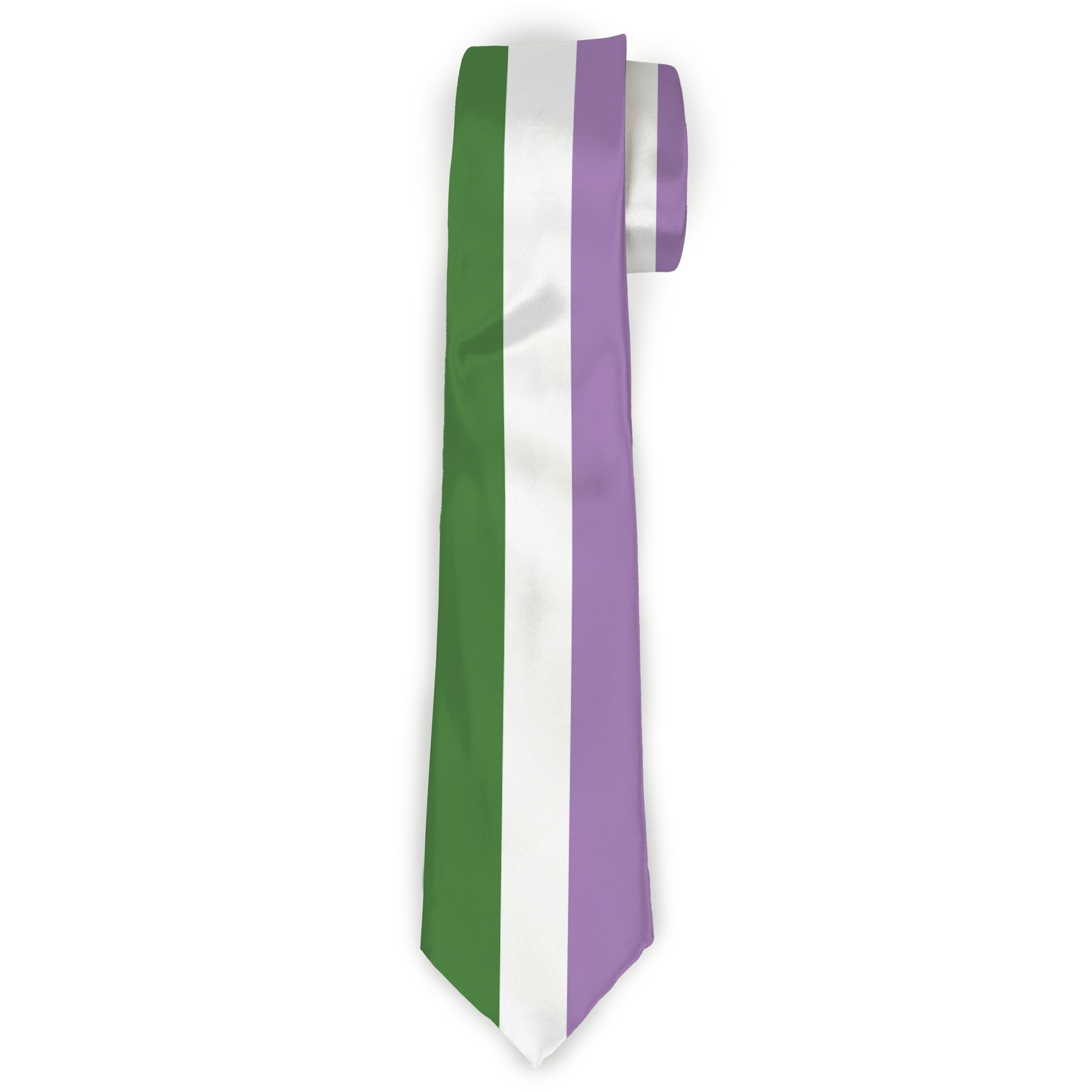 Buckle-Down Necktie - Flag Genderqueer Lavender/White/Green Neckties Buckle-Down