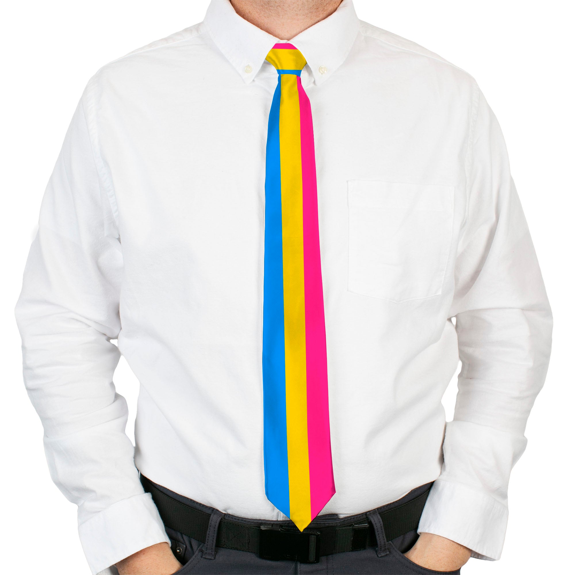 Buckle-Down Necktie - Flag Pansexual Pink/Yellow/Blue Neckties Buckle-Down