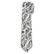 Buckle-Down Necktie - Floral Paisley3 White/Black Neckties Buckle-Down