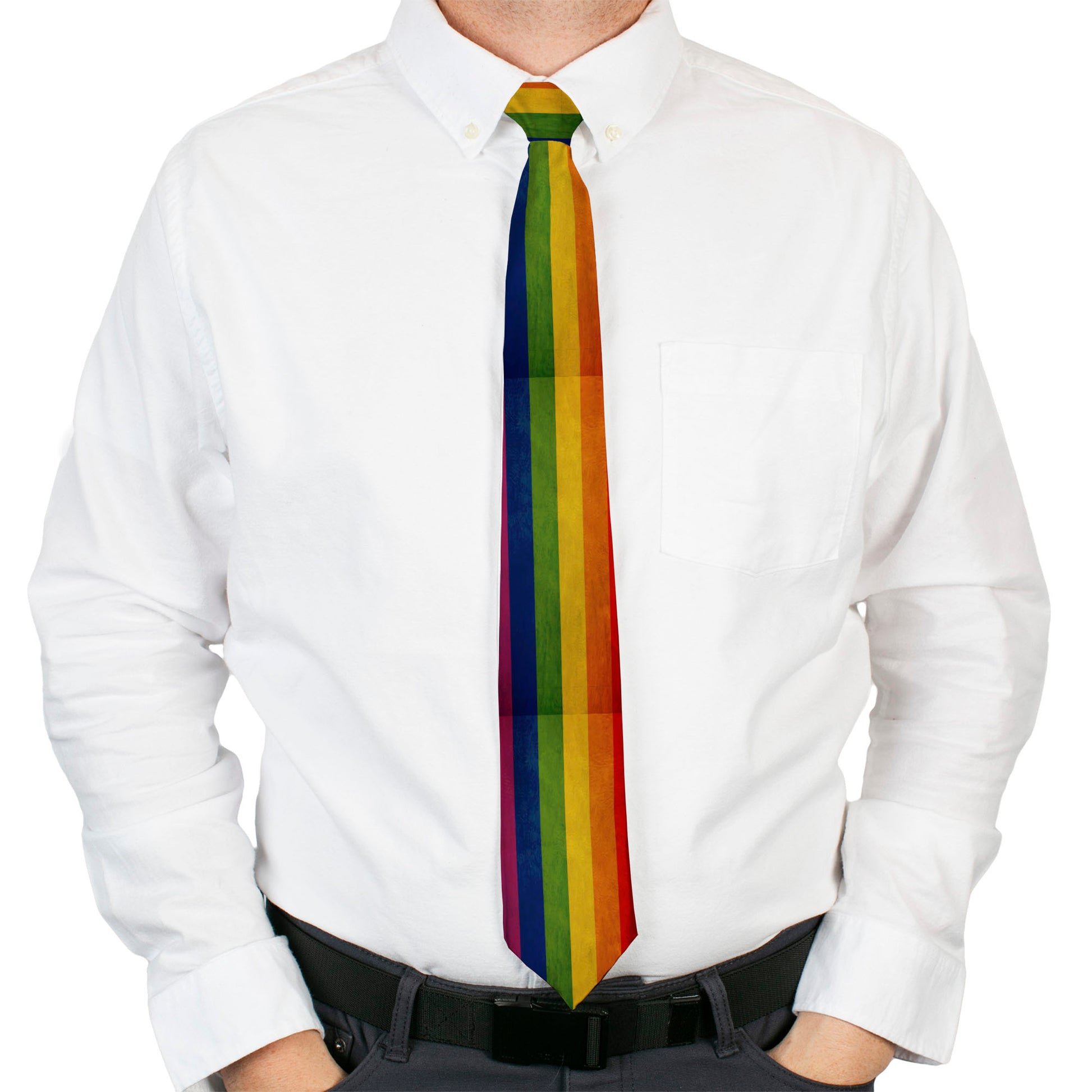 Buckle-Down Necktie - Flag Pride Distressed Rainbow Neckties Buckle-Down