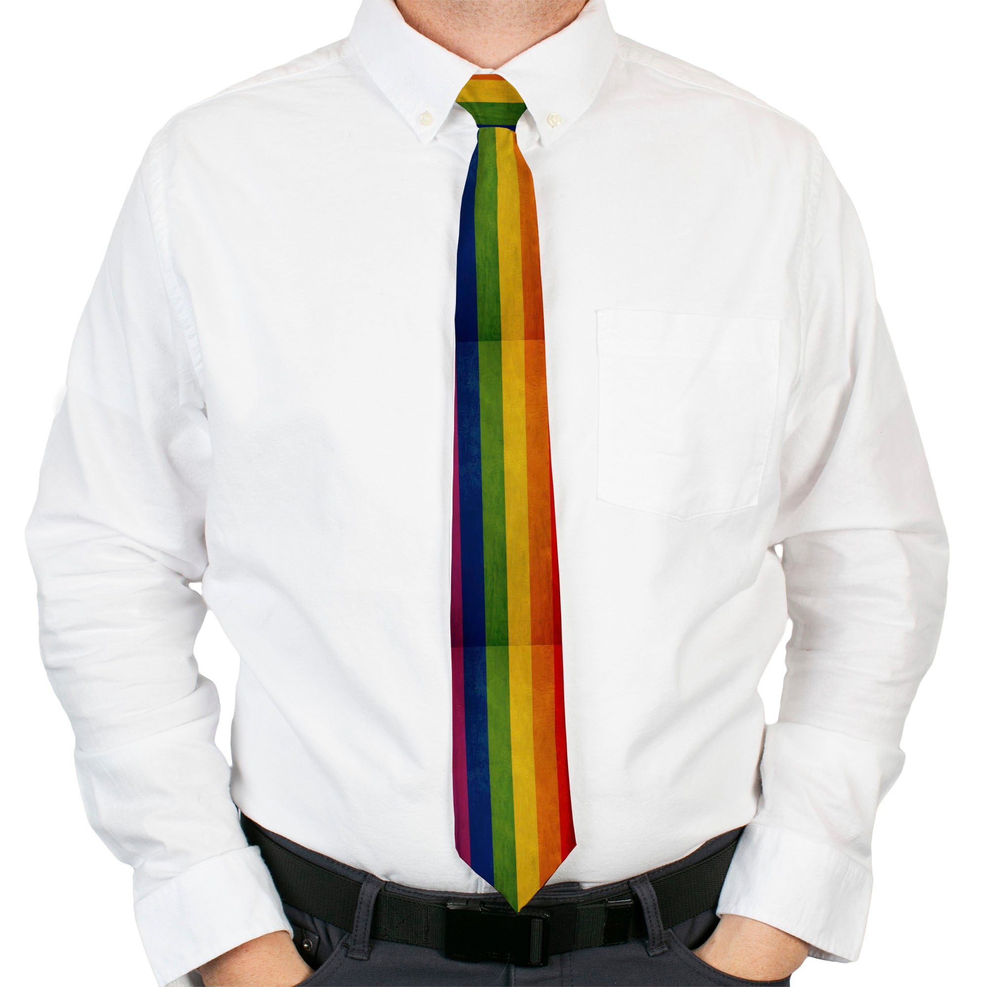 Buckle-Down Necktie - Flag Pride Distressed Rainbow Neckties Buckle-Down