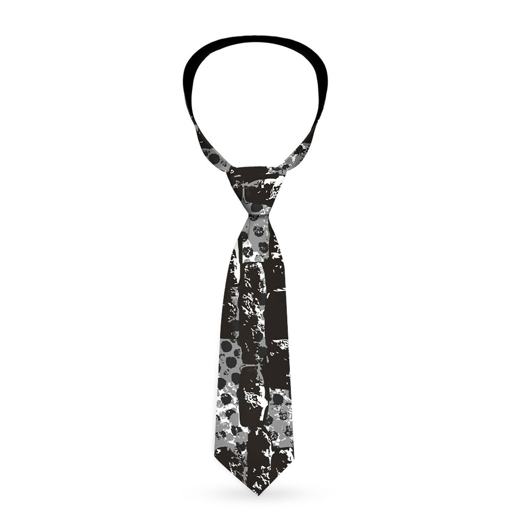 Buckle-Down Necktie - Grunge Bricks Black/White Neckties Buckle-Down