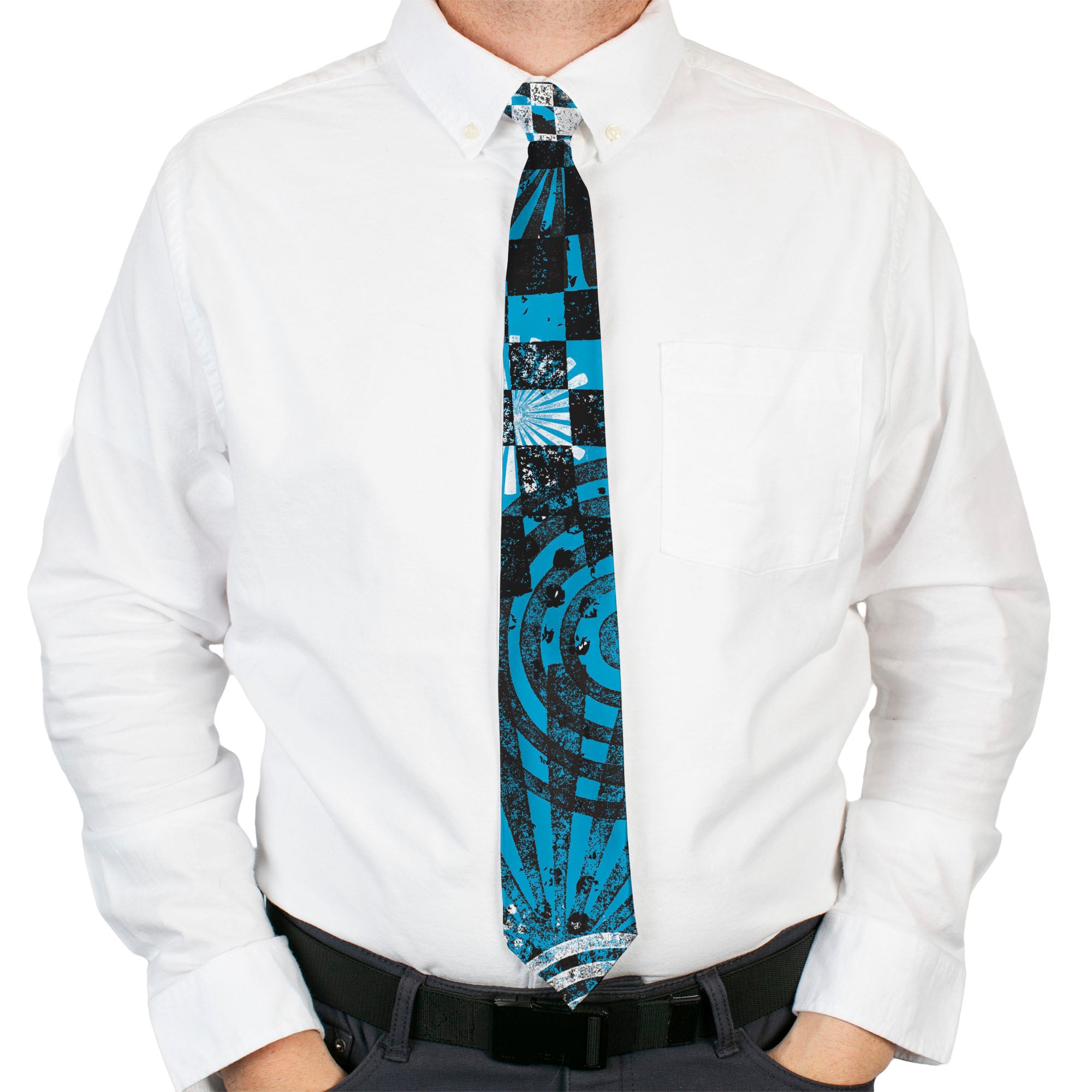 Buckle-Down Necktie - Grunge Chaos Blue Neckties Buckle-Down