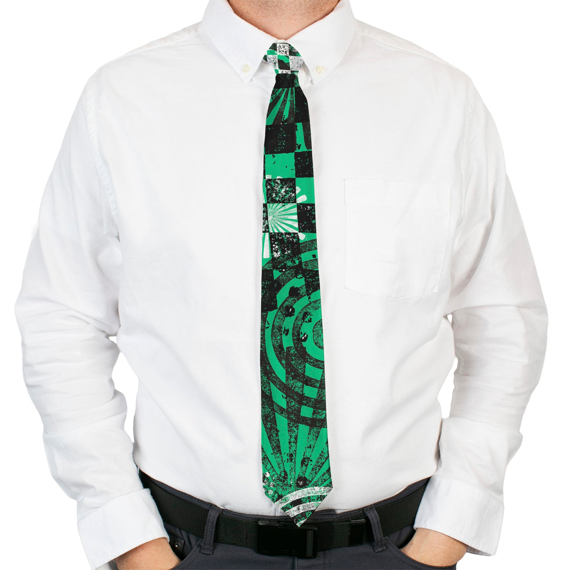 Buckle-Down Necktie - Grunge Chaos Green Neckties Buckle-Down