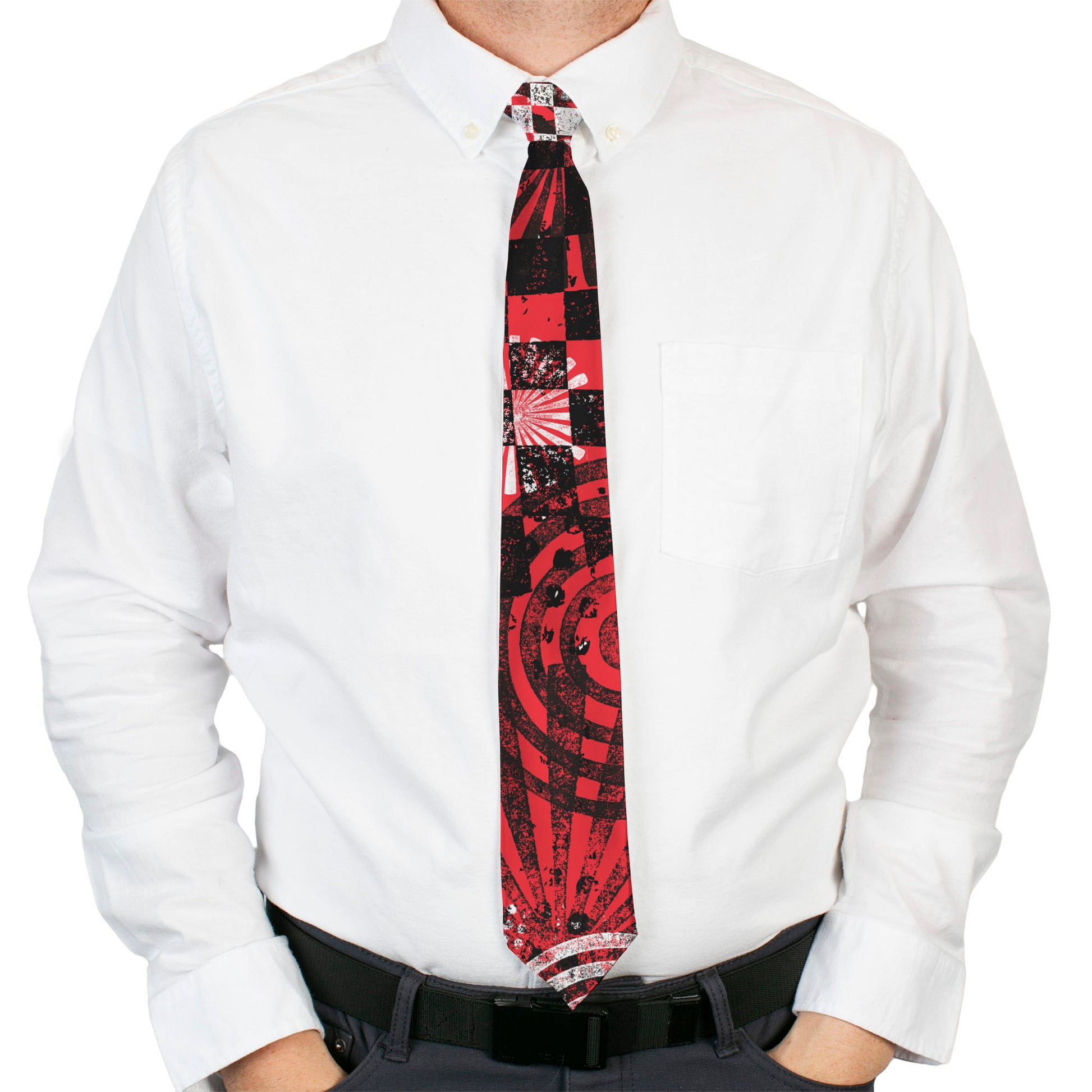 Buckle-Down Necktie - Grunge Chaos Red Neckties Buckle-Down