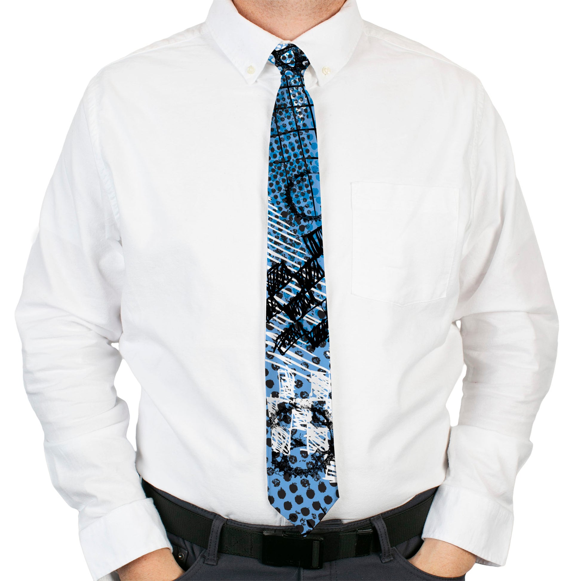 Buckle-Down Necktie - Grunge Gears Blue Neckties Buckle-Down