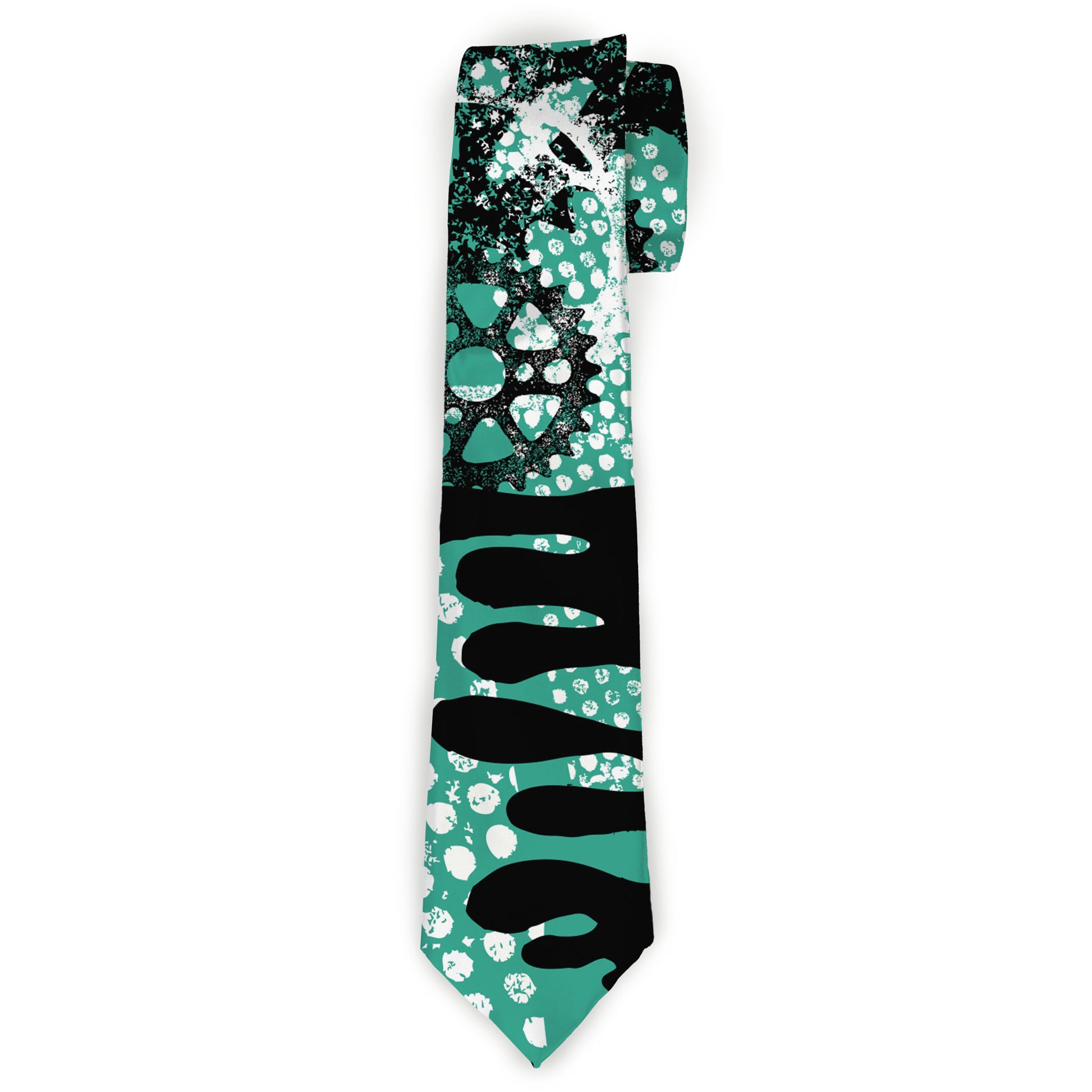 Buckle-Down Necktie - Grunge Gears Green Neckties Buckle-Down