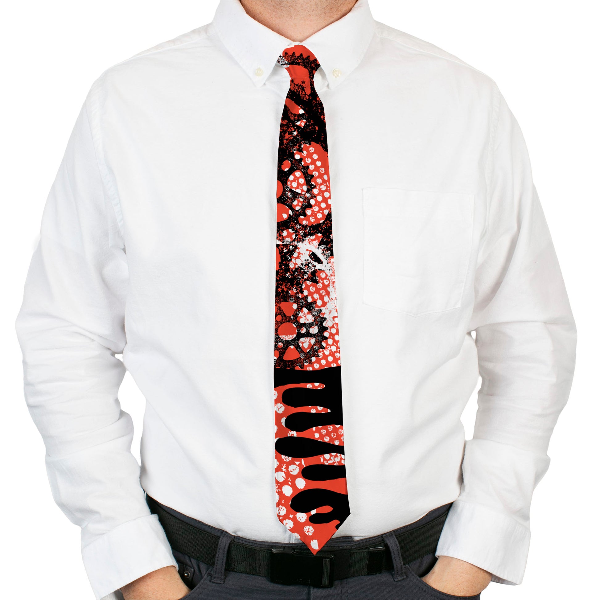 Buckle-Down Necktie - Grunge Gears Orange Neckties Buckle-Down