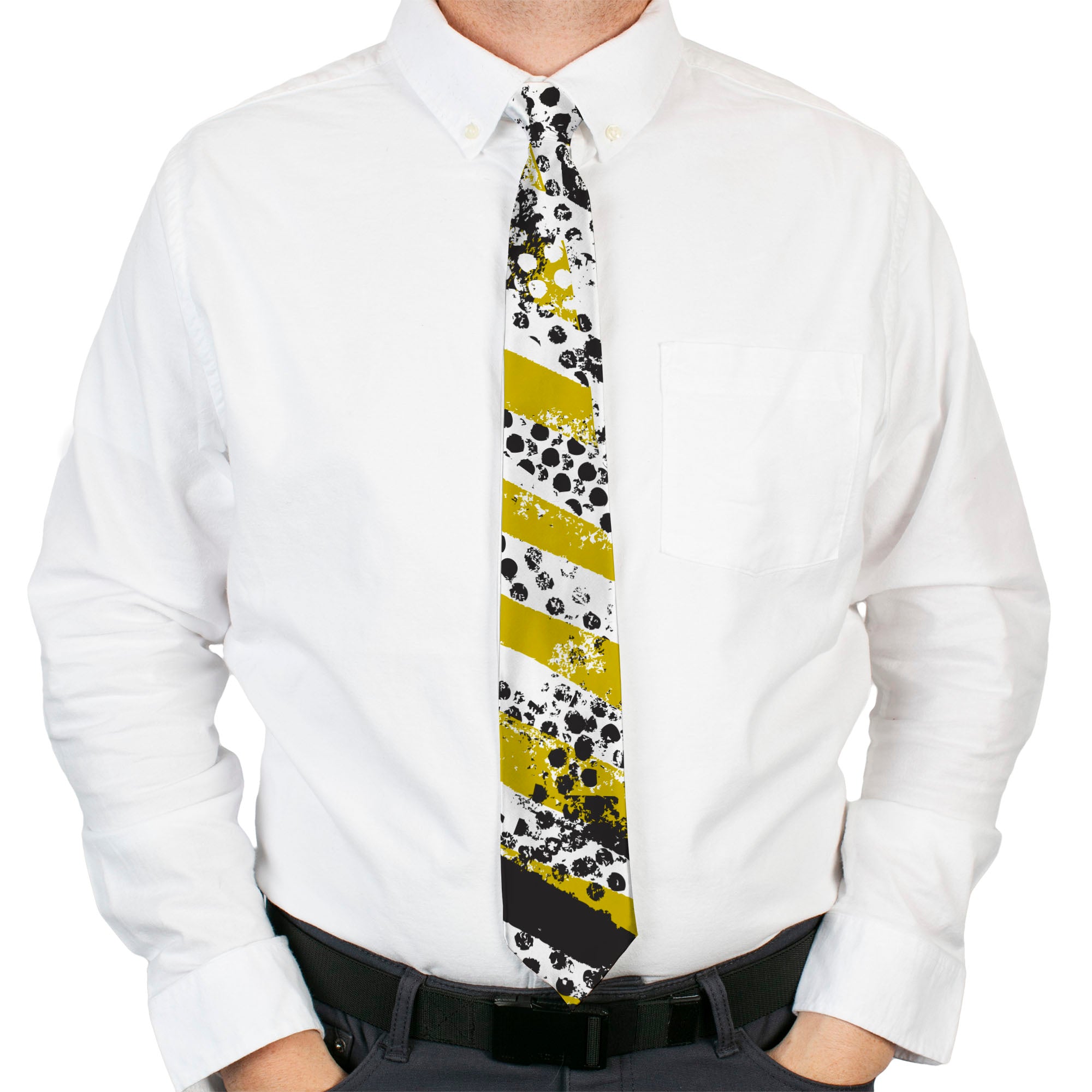 Buckle-Down Necktie - Grunge Tread Yellow Neckties Buckle-Down