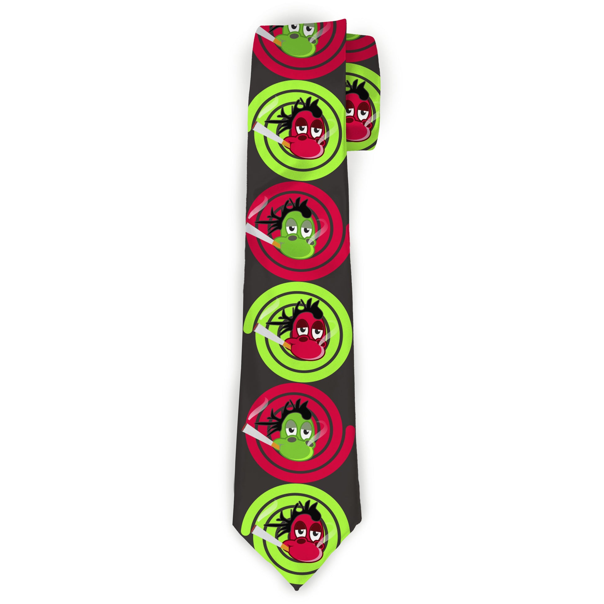 Buckle-Down Necktie - Green & Red Dragons Smoking Gray Neckties Buckle-Down