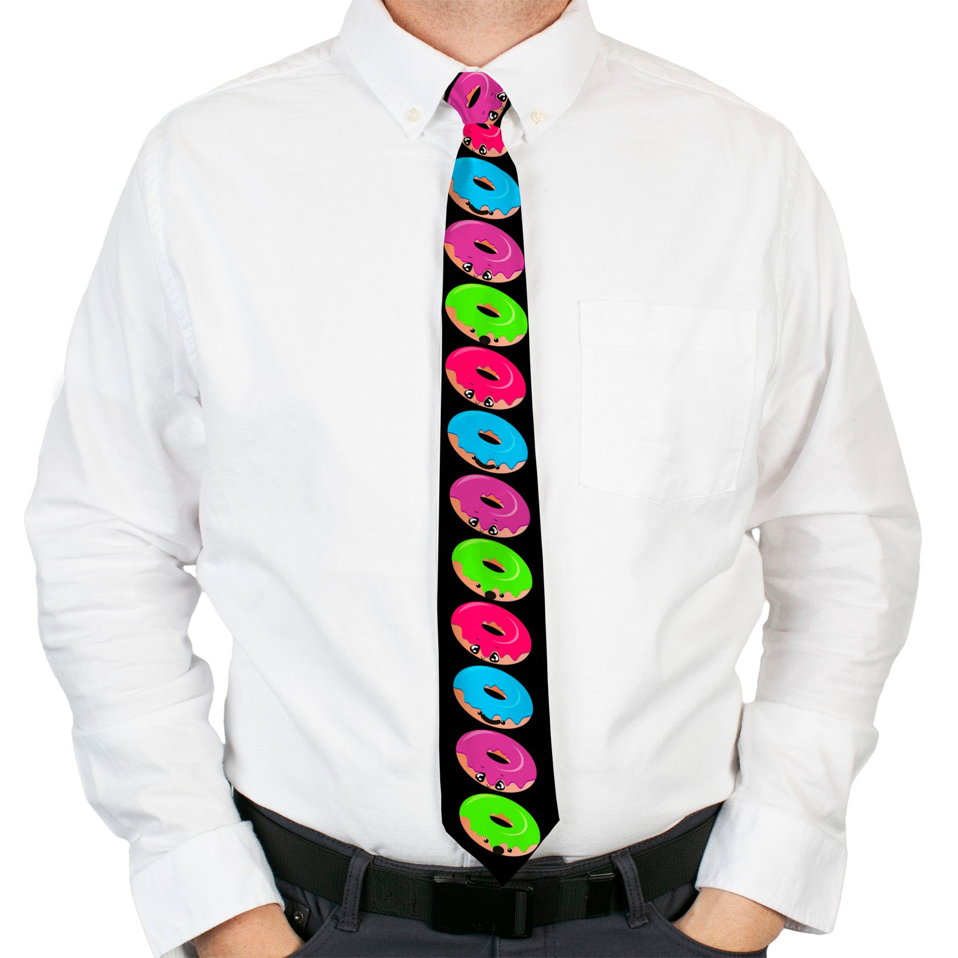 Buckle-Down Necktie - Glaze Donut Expressions Black Neckties Buckle-Down