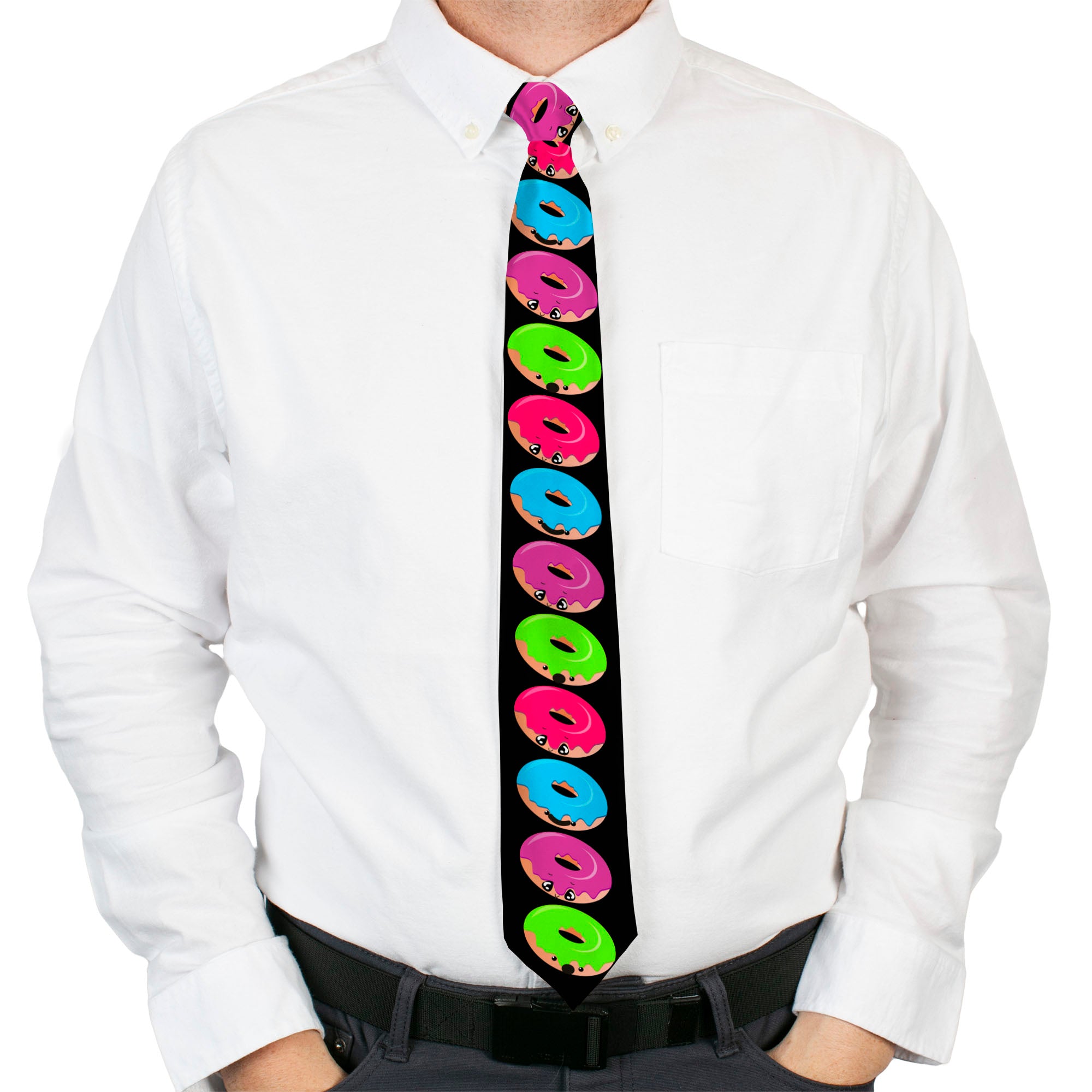 Buckle-Down Necktie - Glaze Donut Expressions Black Neckties Buckle-Down