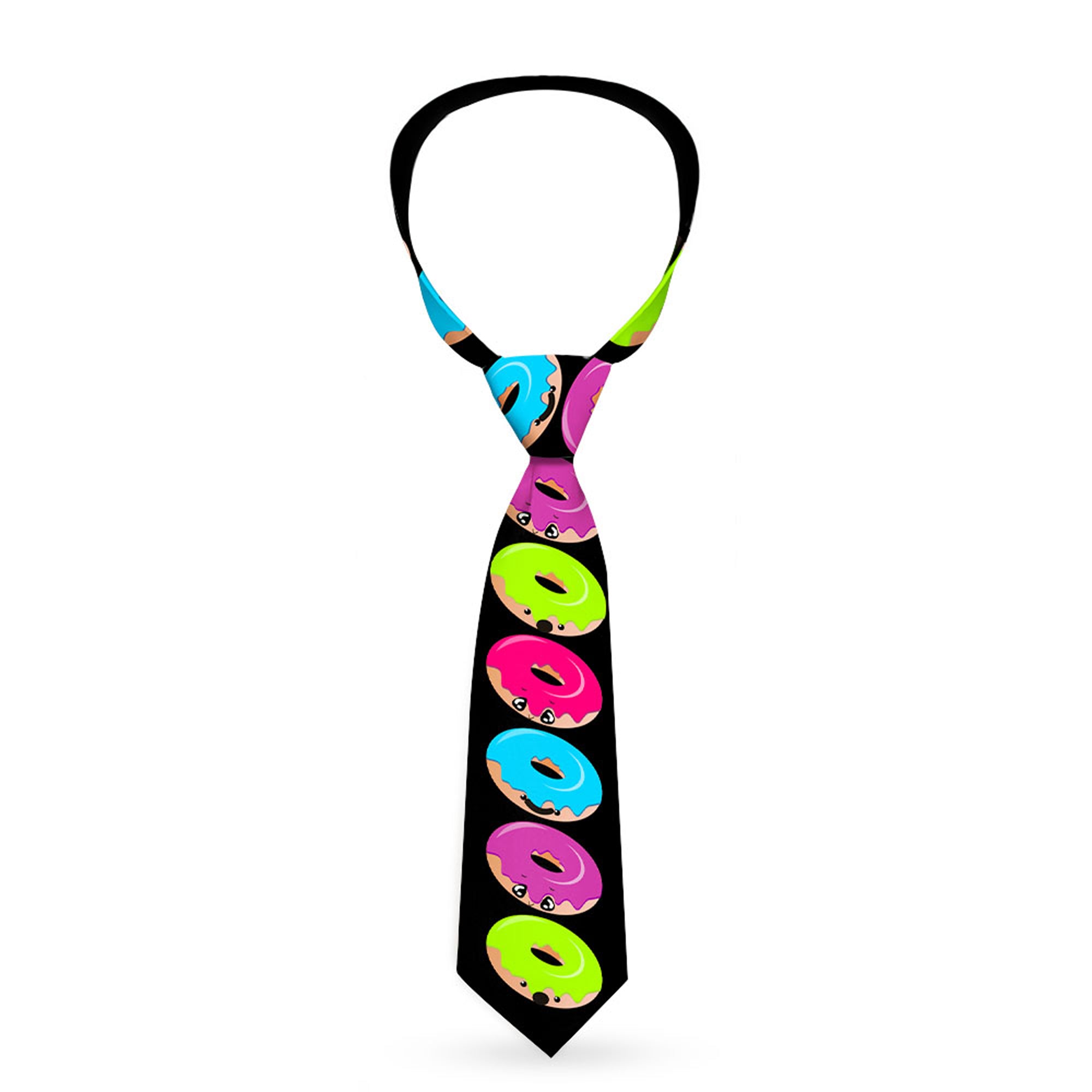 Buckle-Down Necktie - Glaze Donut Expressions Black Neckties Buckle-Down