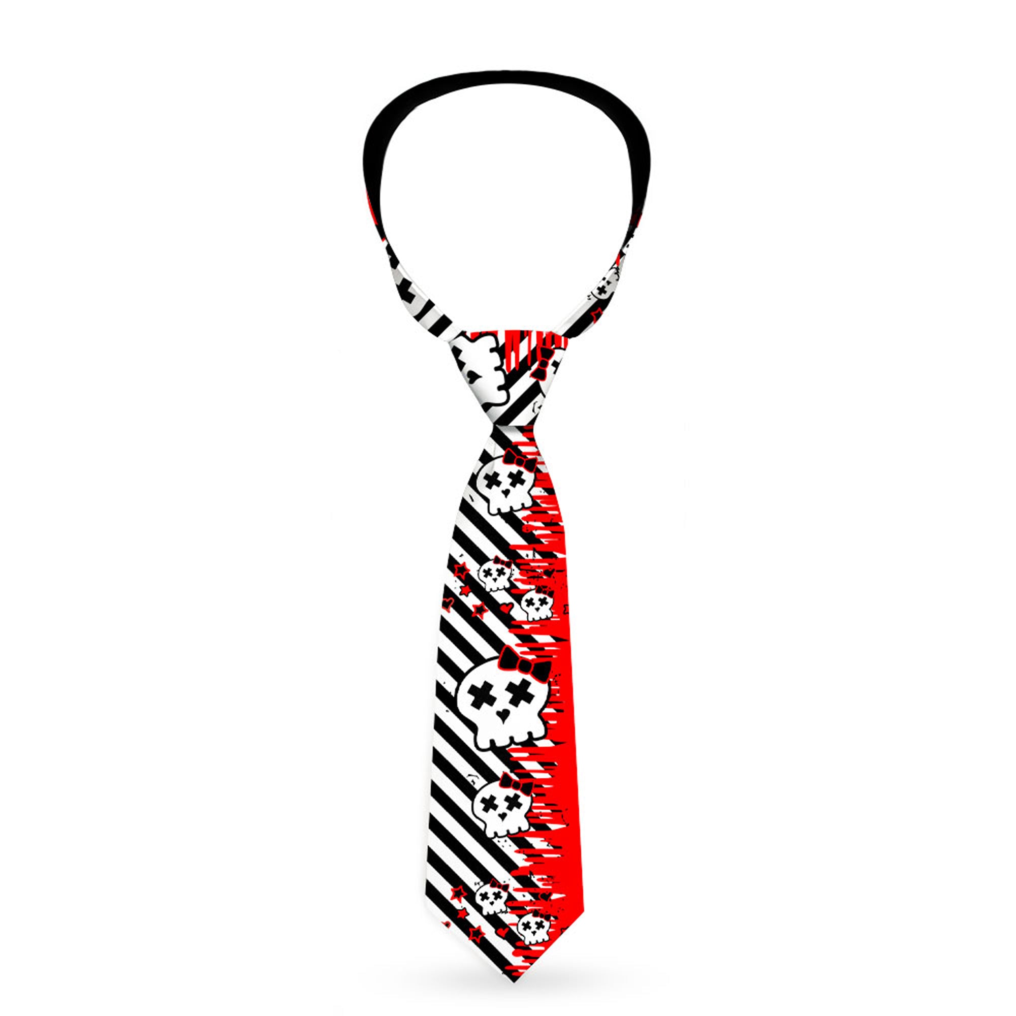 Buckle-Down Necktie - Girlie Skull Black/White w/Red Paint Drips Neckties Buckle-Down