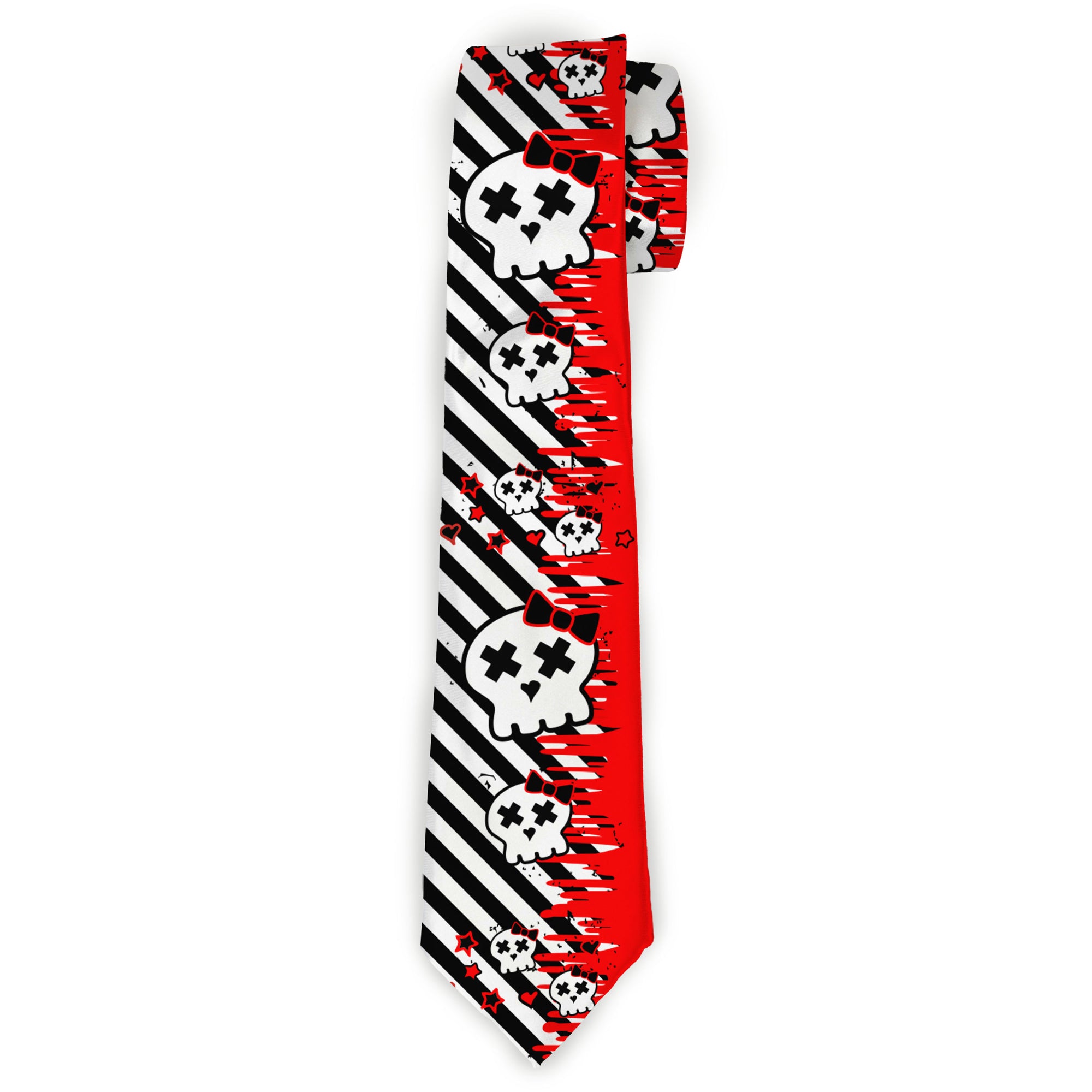 Buckle-Down Necktie - Girlie Skull Black/White w/Red Paint Drips Neckties Buckle-Down