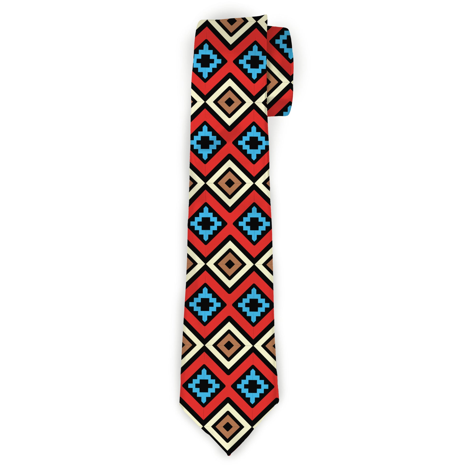 Buckle-Down Necktie - Geometric1 Black/Red/Tan/Brown/Baby Blue Neckties Buckle-Down