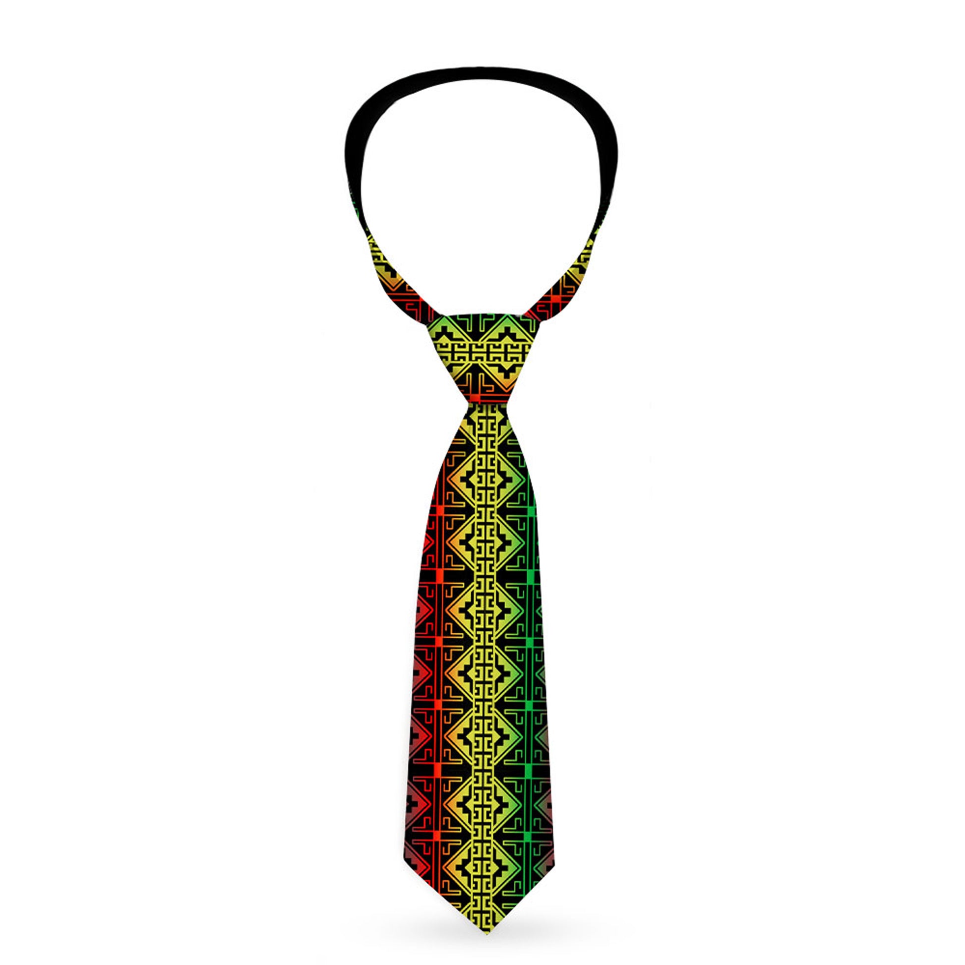 Buckle-Down Necktie - Geomteric2 Black/Red/Yellow/Green Neckties Buckle-Down