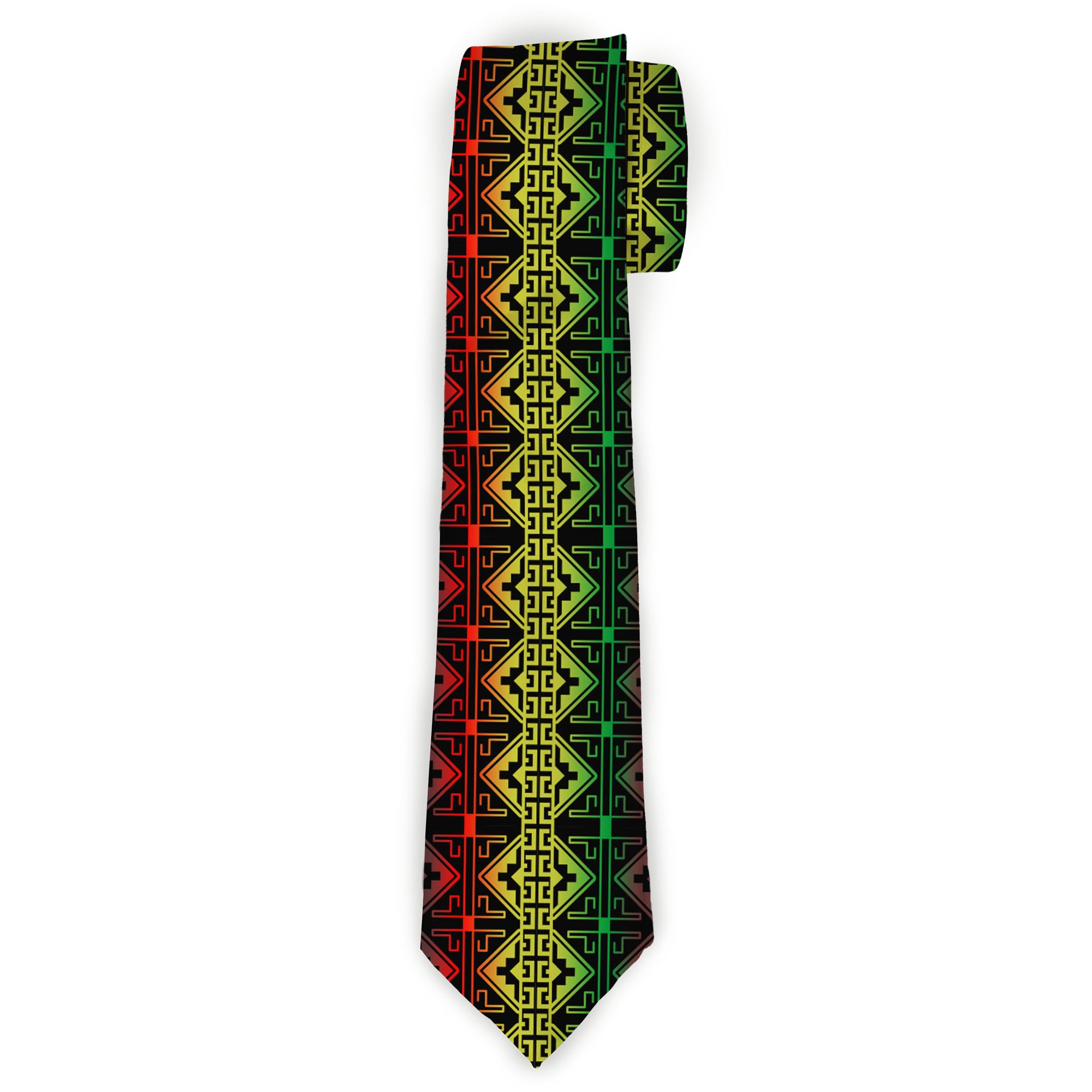 Buckle-Down Necktie - Geomteric2 Black/Red/Yellow/Green Neckties Buckle-Down
