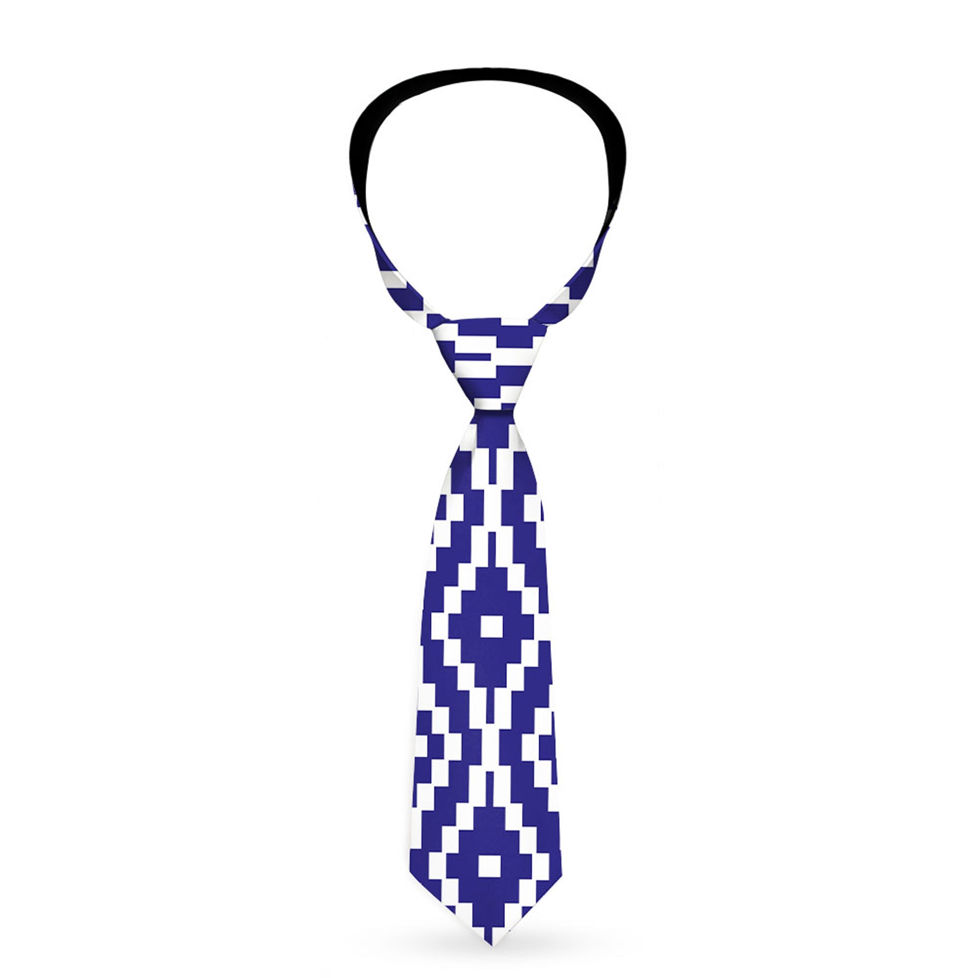 Buckle-Down Necktie - Geometric Diamond Blue/White Neckties Buckle-Down